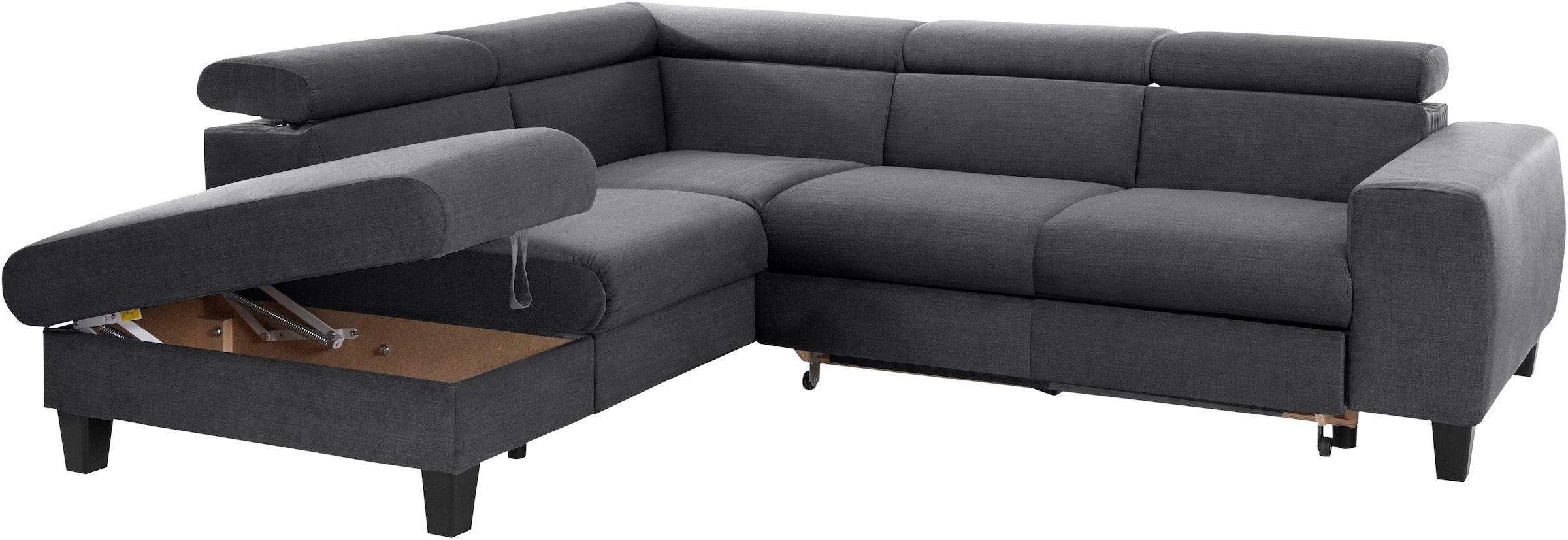COTTA Polstergarnitur »Morven L-Form«, (Set), Set bestehend aus: Ecksofa mit Kopfteilverstellung & Hocker