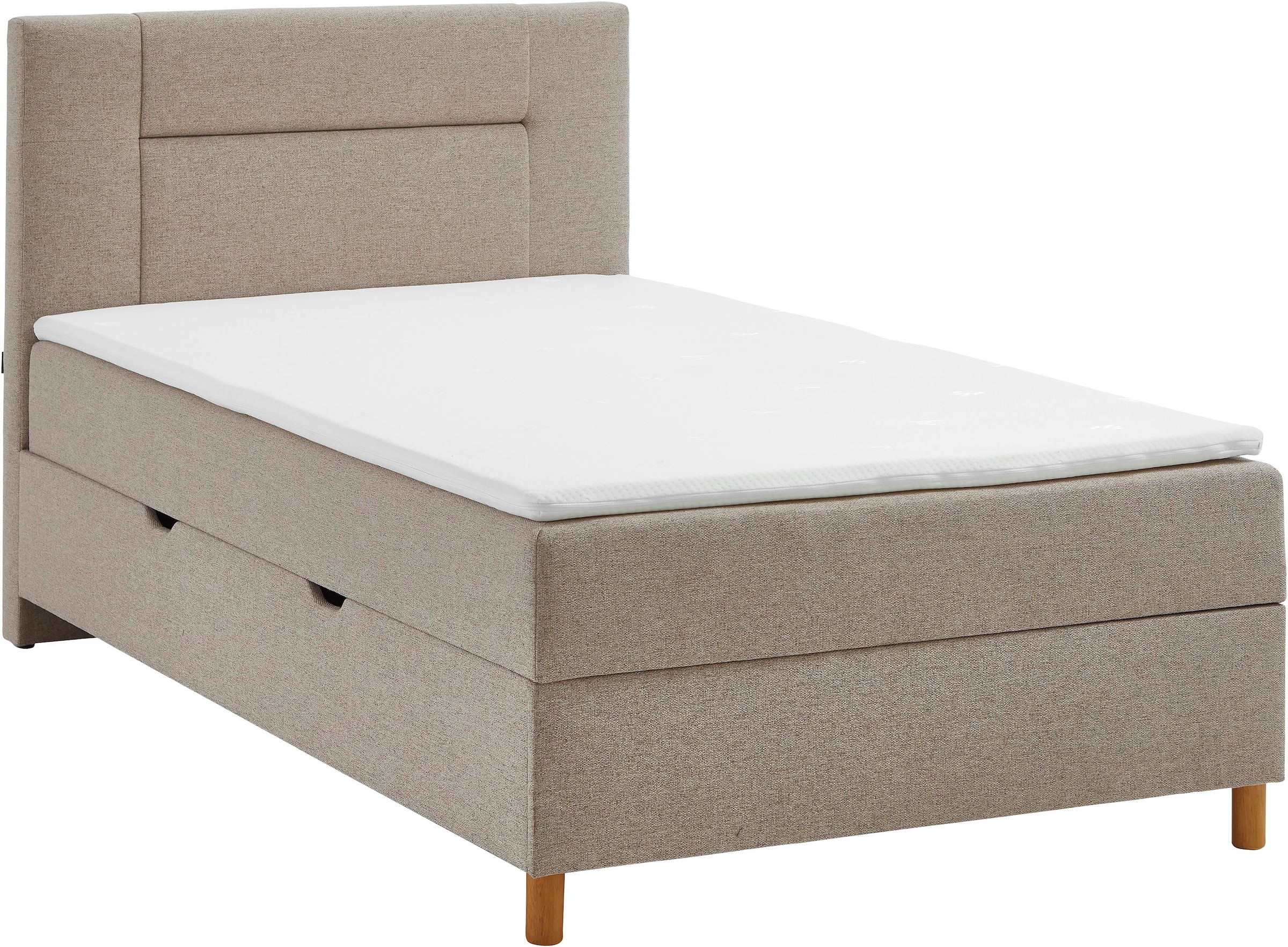 INOSIGN Boxbett »Escalon II, Boxbett mit Bettkasten, inklusive Topper«, Bett erhältlich in den Breiten 120x200cm und 180x200cm, mit Holzfüßen
