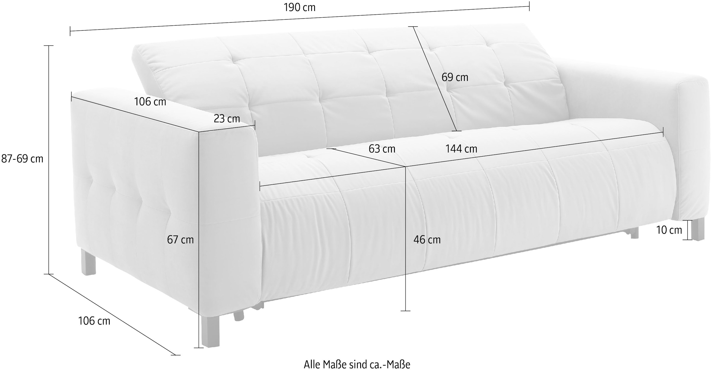 Places of Style Schlafsofa »Termini ; als Dauerschläfer geeignet durch hochwertigen Faltbeschlag«, drei Breiten und 3 Matratzenausführungen, belastbar 200 bis 270 kg