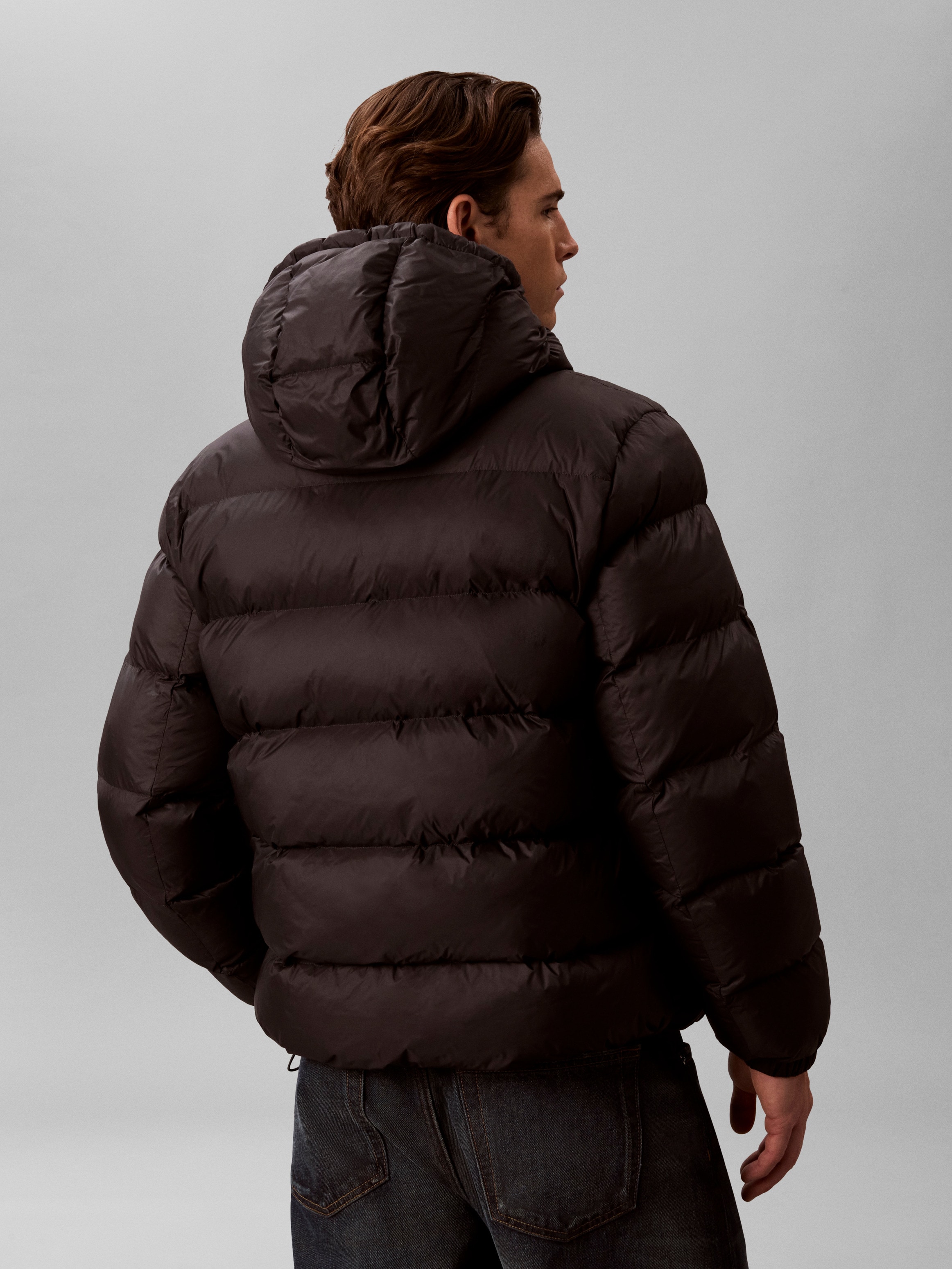 Calvin Klein Jeans Steppjacke mit Kapuze 2-Wege-Zipper, Regular Fit, Logodruck