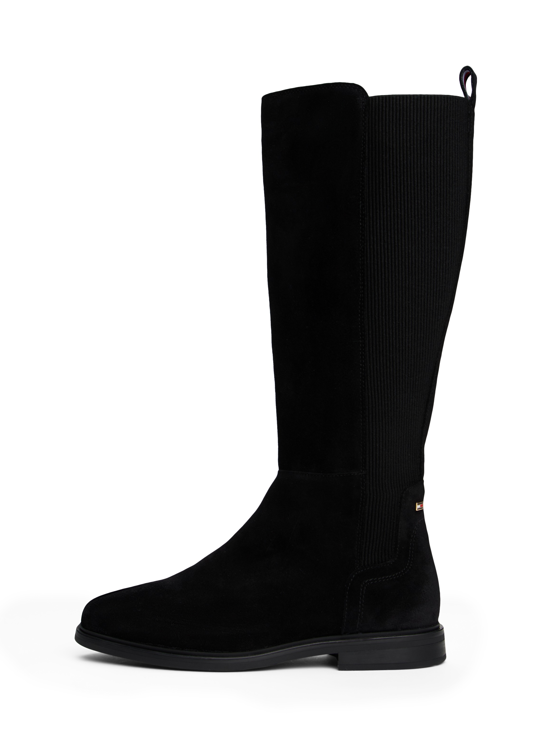 Tommy Hilfiger Stiefel »FLAG SUEDE LONG BOOT«  , Langschaftstiefel, Reißverschlussstiefel mit Logoflaggen-Detail