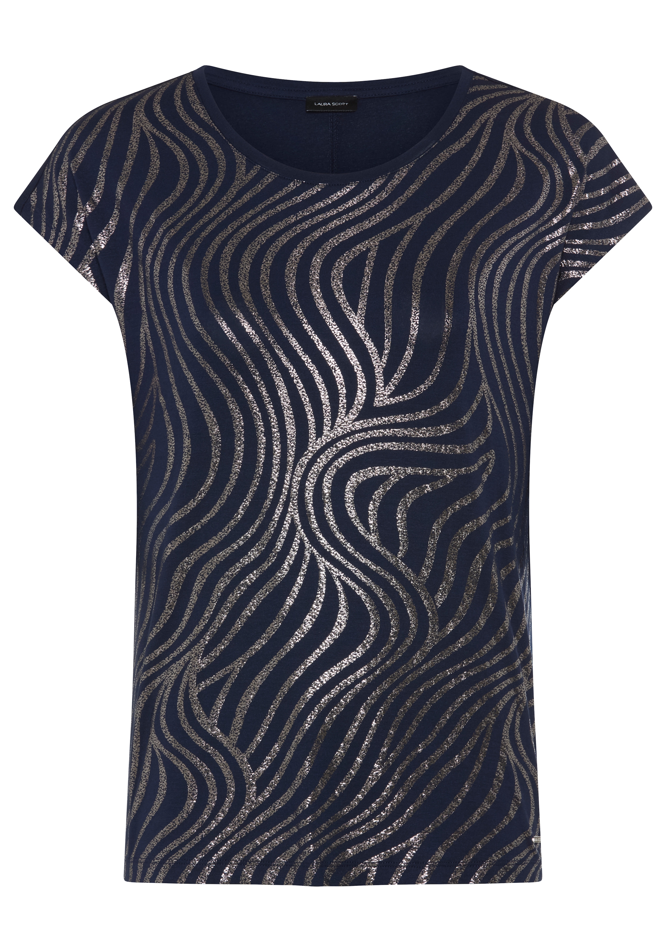 Laura Scott Rundhalsshirt aus elastischem Jersey, Kurzarm-Design, figurumspielende Passform