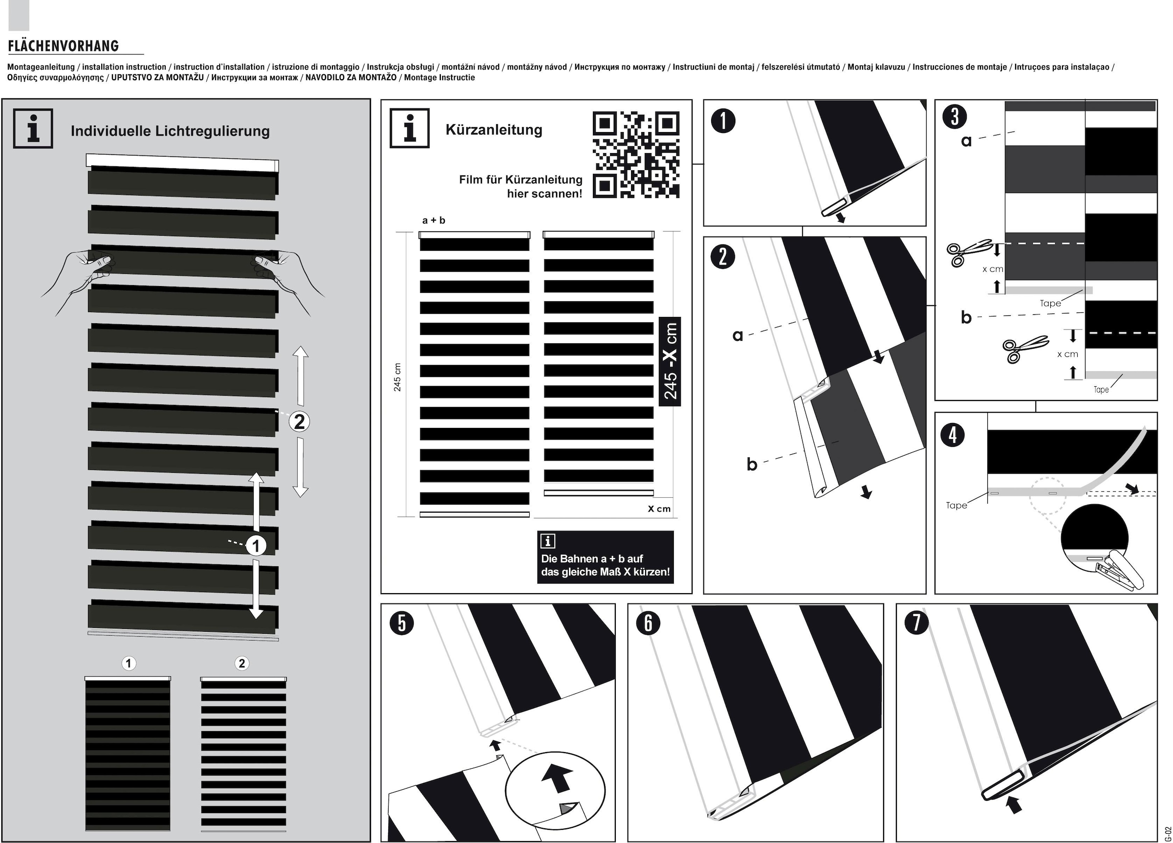 GARDINIA Schiebegardine »Flächenvorhang Day+Night«, (1 St.), mit Aluminiumprofil inklusive Gleiter