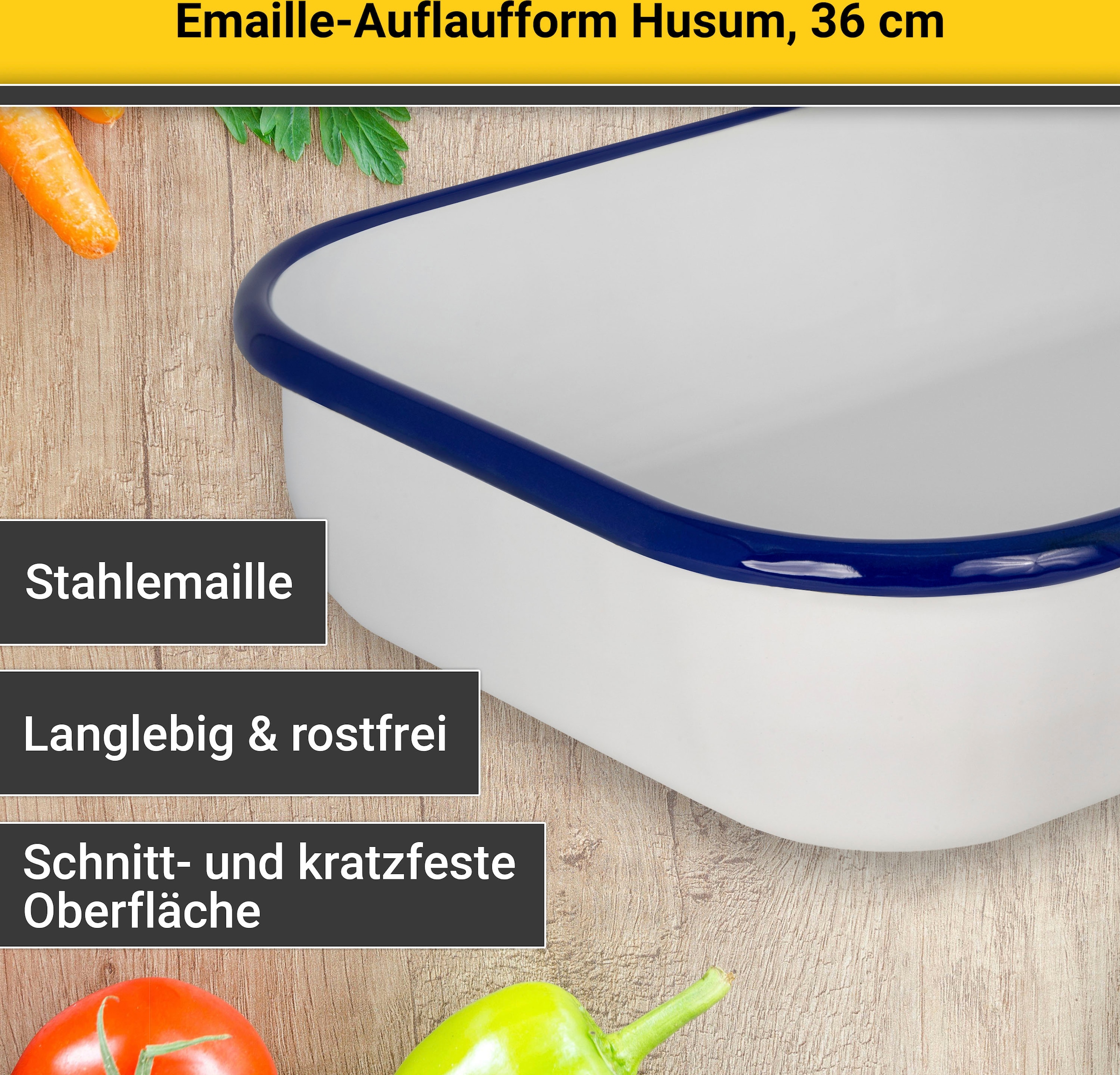 Krüger Auflaufform »Husum«, Emaille, 36 Jahren Garantie XXL mit cm 3