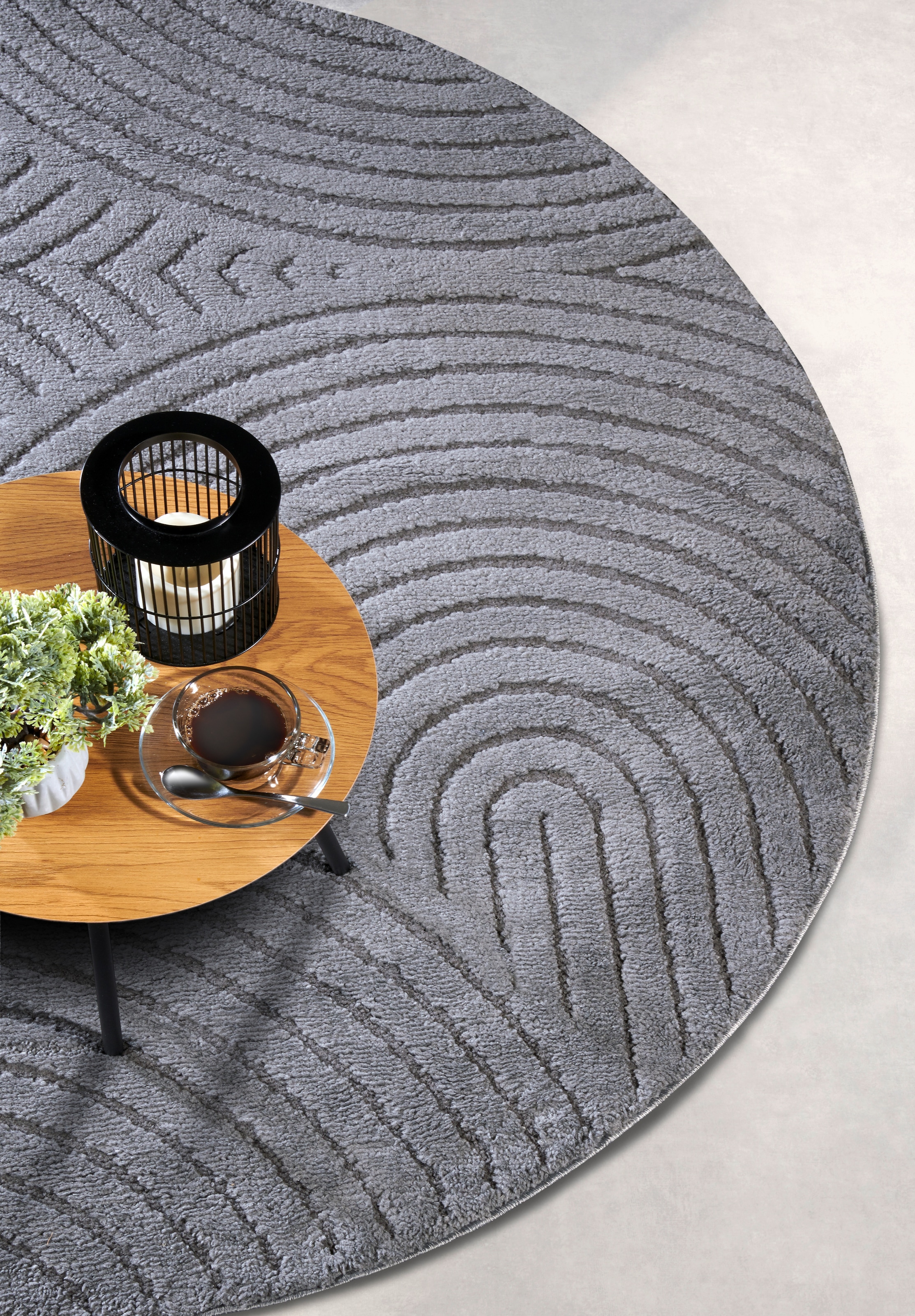 ELLE DECORATION Designteppich »Cosy Panglao, auch als Rundteppich erhältlich«, rechteckig, 14 mm Höhe, uni Kurzflor, Hoch Tief Struktur, modern, Skandi, Boho, Wohnzimmer