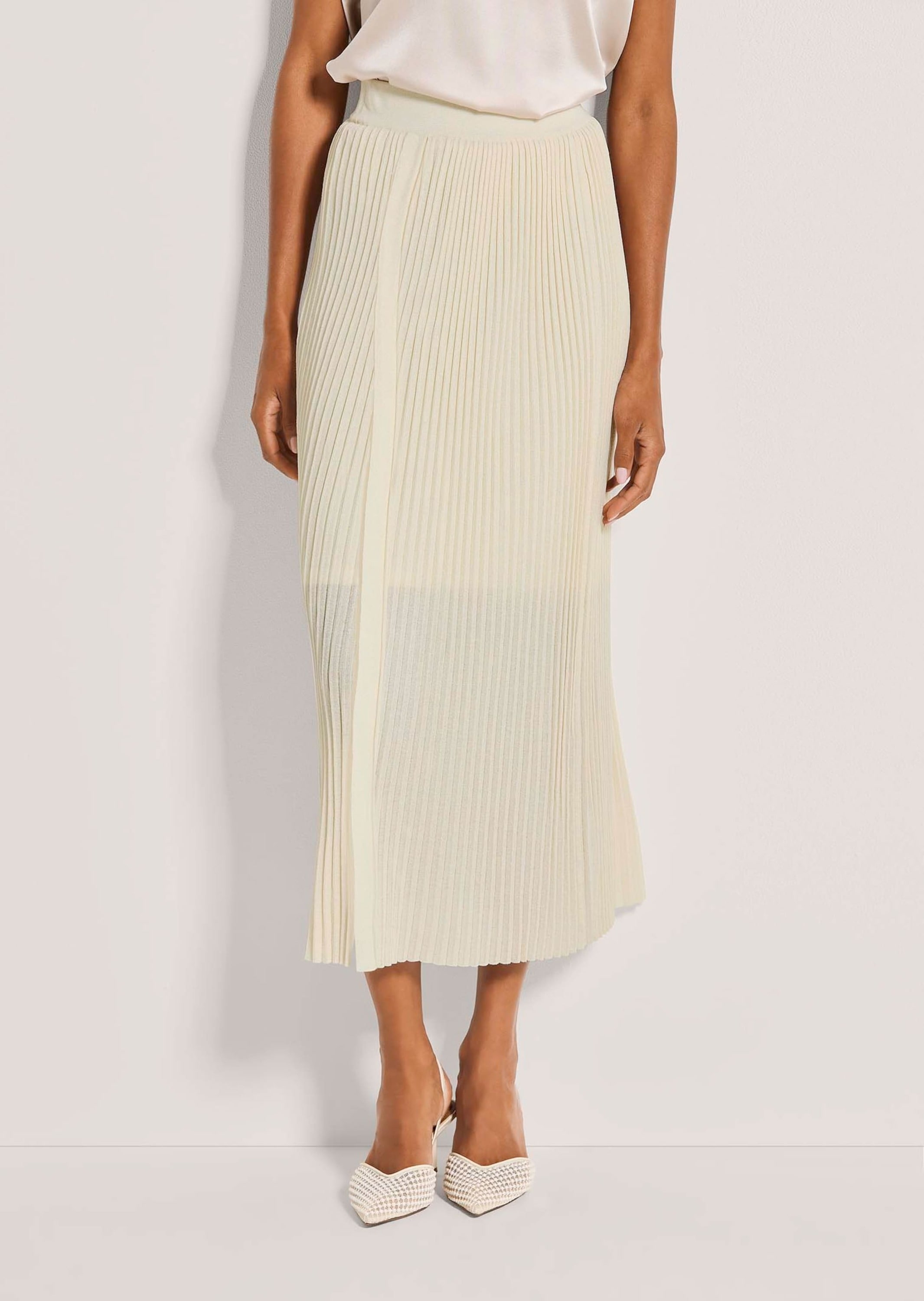 MADELEINE Strickkleid »Plissee-Rock Midi-Strickrock mit elastischem Bund, Plissee« Schlitz an der Vorderseite
