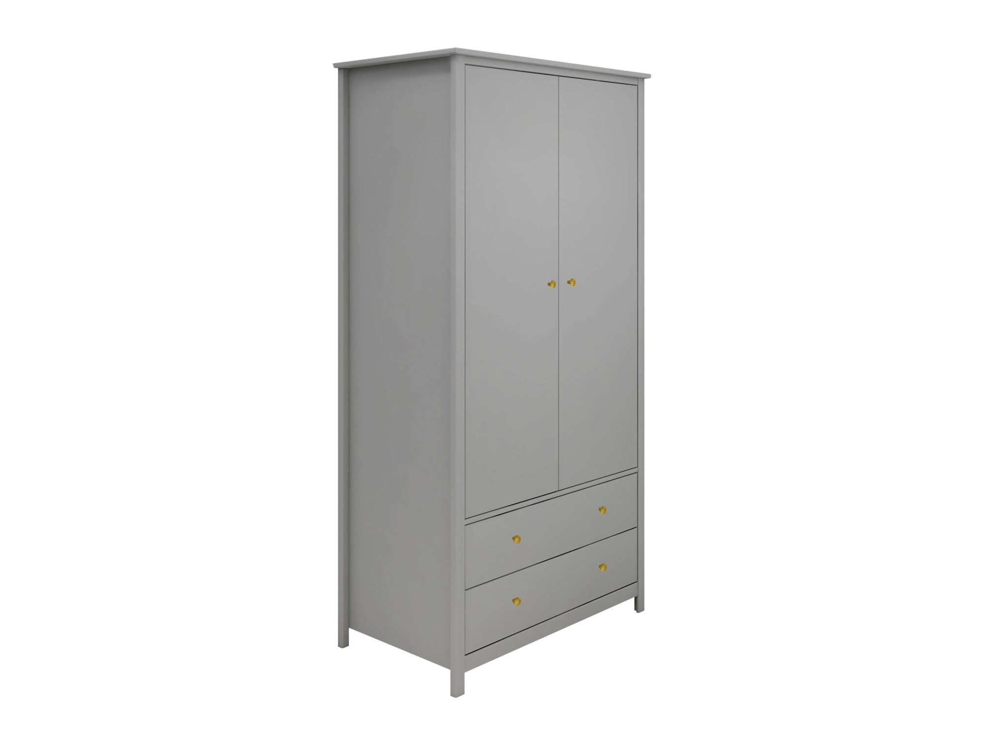 Thuka Kleiderschrank »Luna Schrank, Aufbewarung, Kindergarderobe, Babyzimmer,«, 2 Türen, 2 Schubladen, SOFT-CLOSE, Messing Griffe, Kiefer und MDF