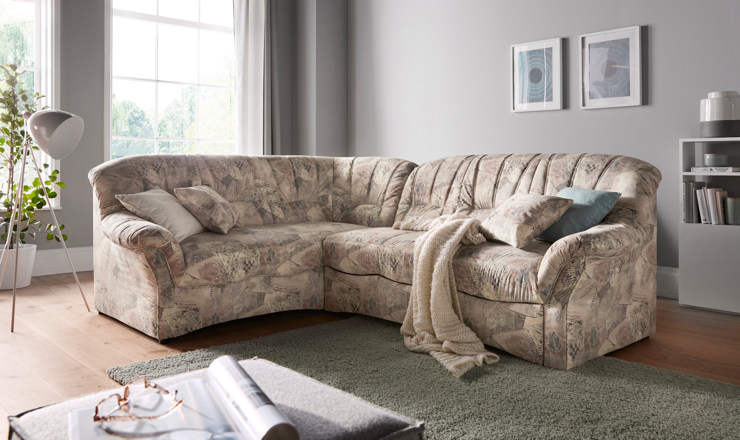DOMO collection Ecksofa »Bahia L-Form, B/T: 256/200 cm, belastbar bis 140kg/Sitz, mit Federkern«, Microfaser MELROSE®, mocca