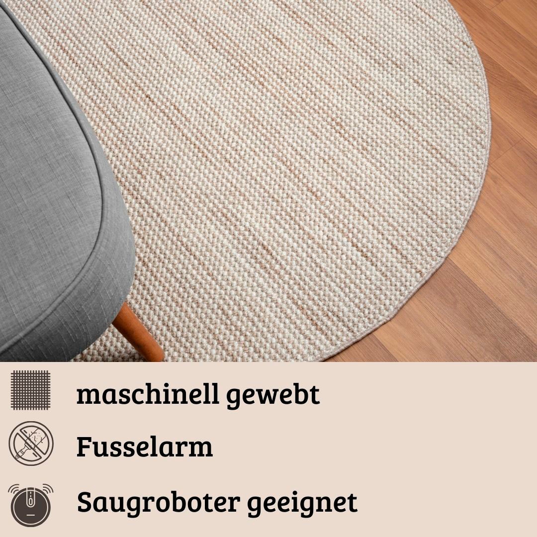 OTTO home Teppich »Vals« rund 7 mm Höhe Uni Farben, meliert, Sisal-Optik, auch in rechteckig erhältlich