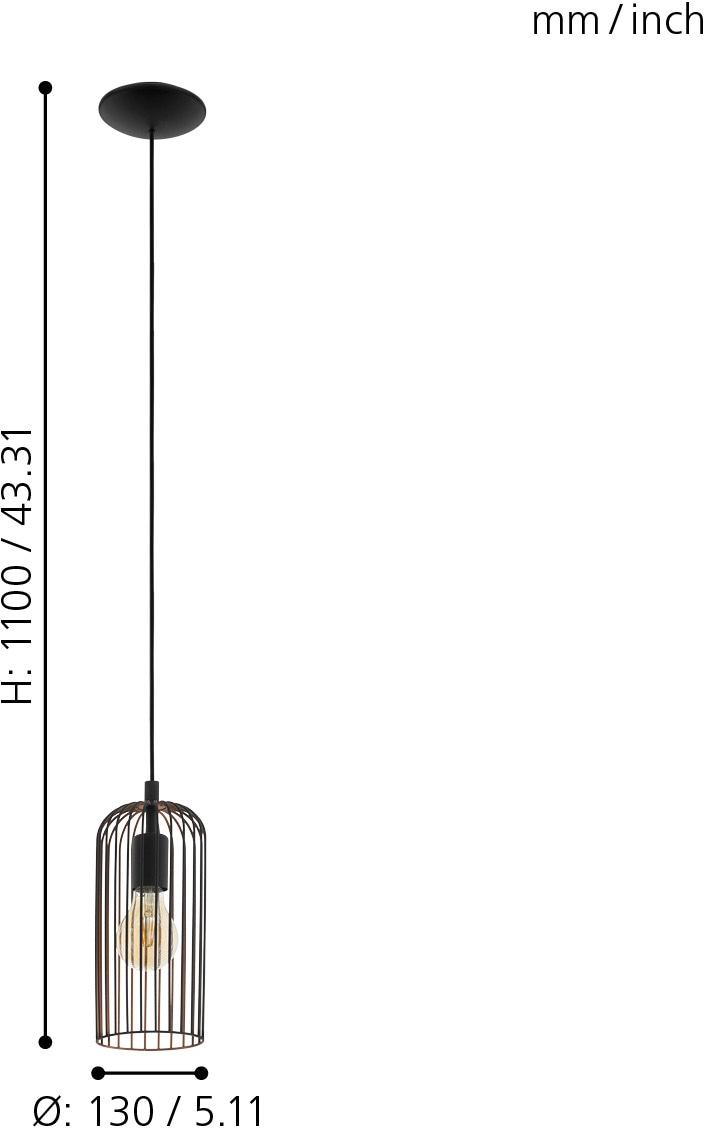 flammig-flammig, online Lampe, 3 Fassung: EGLO 1 »ROCCAMENA«, XXL kaufen Garantie | Jahren mit E27 Retro, Vintage Hängelampe, Pendelleuchte, Pendelleuchte