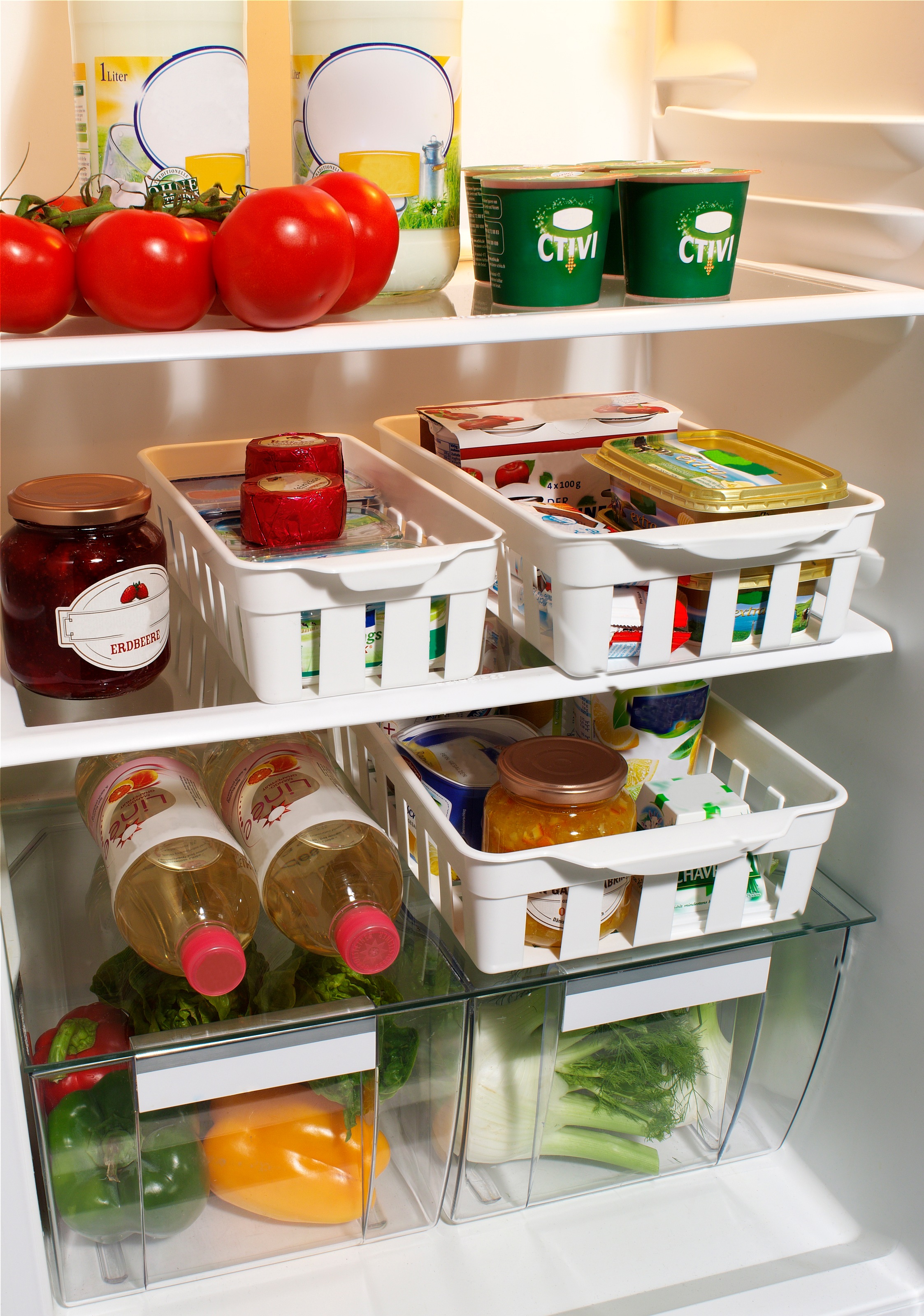 Ruco Aufbewahrungssystem für den Kühlschrank, Kunststoff, je 2 Körbe in 3 verschiedenen Größen