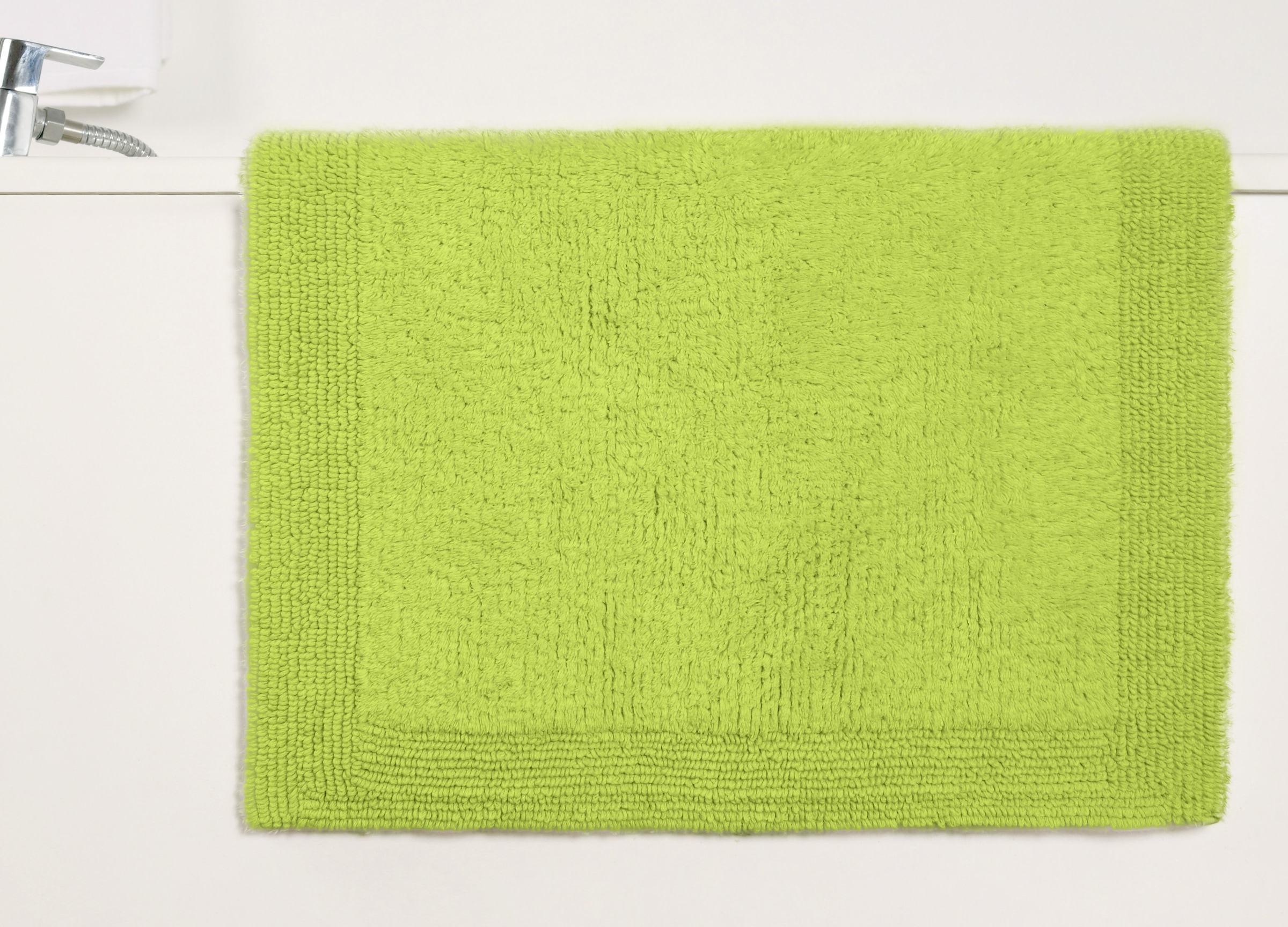 my home Badematte »Kapra, Badvorleger, Badezimmer Teppich«, beidseitig nutzbar-fußbodenheizungsgeeignet-strapazierfähig, mit Bordüre, Badteppich, Badematte, Baumwolle