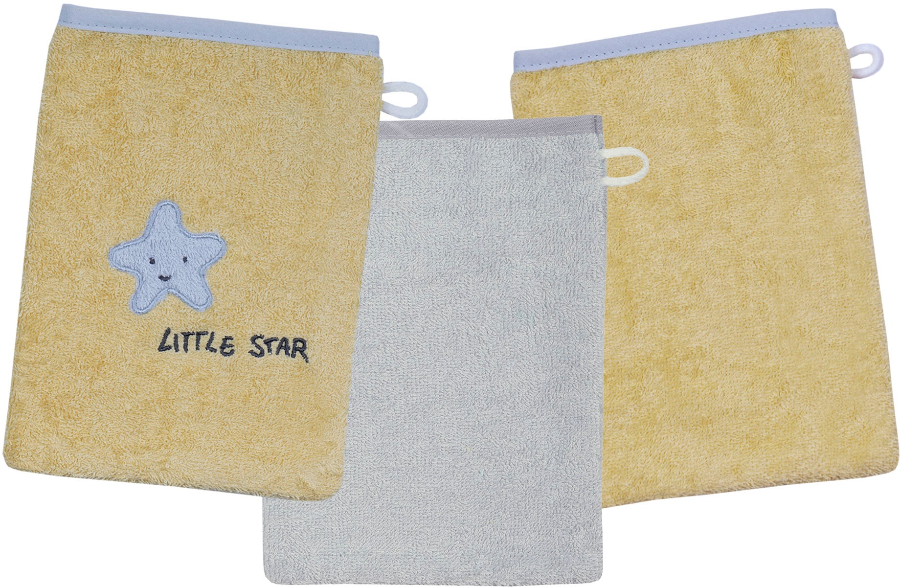 Waschhandschuh »Little Star Waschhandschuh 3er Set«, (3 St., Kapuzenhandtuch 80 x 80...