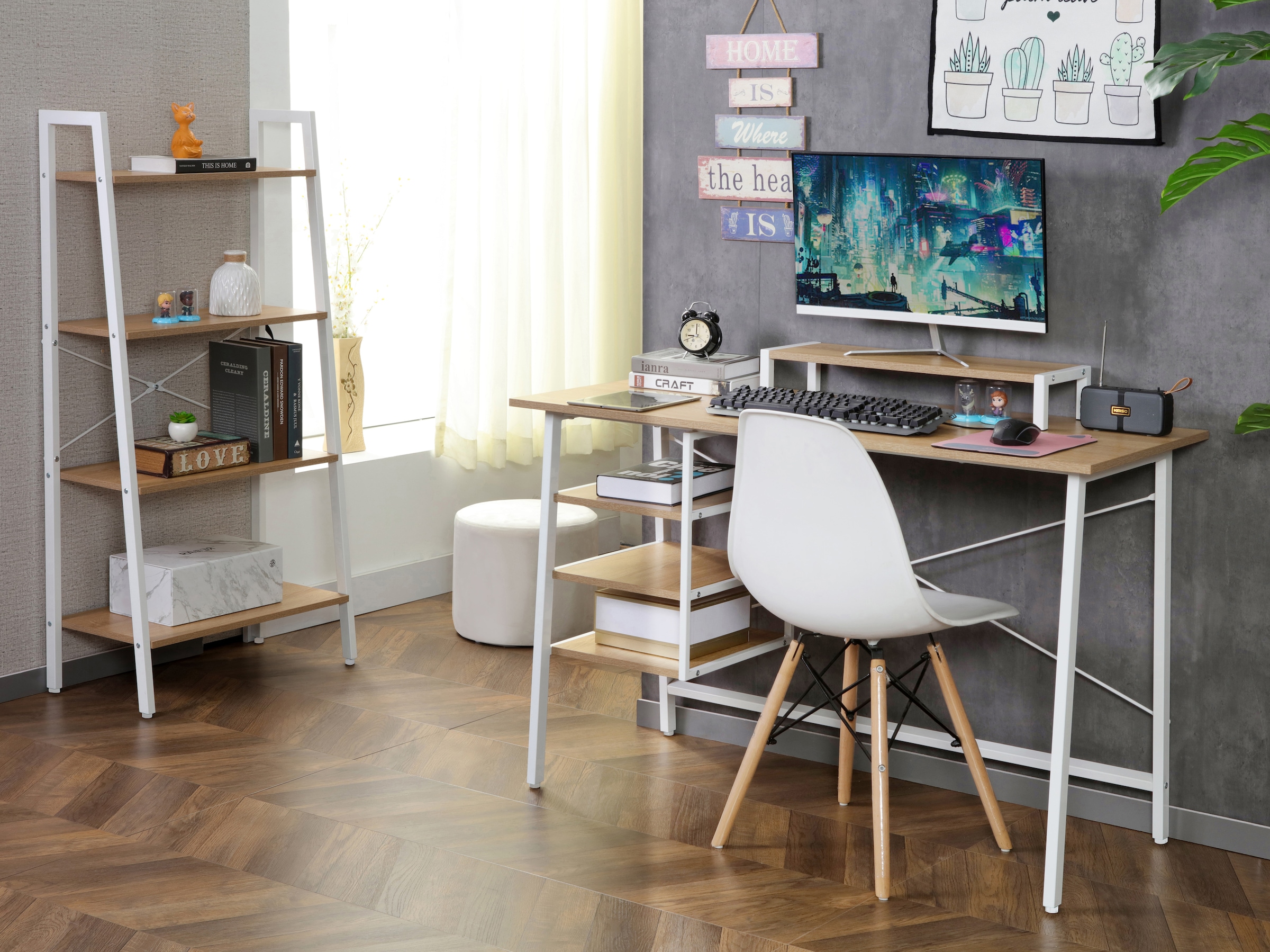 Home affaire Schreibtisch »COWELL«, Computertisch, 3 Ablagefächer, stabiles Metallgestell, Breite 120 cm