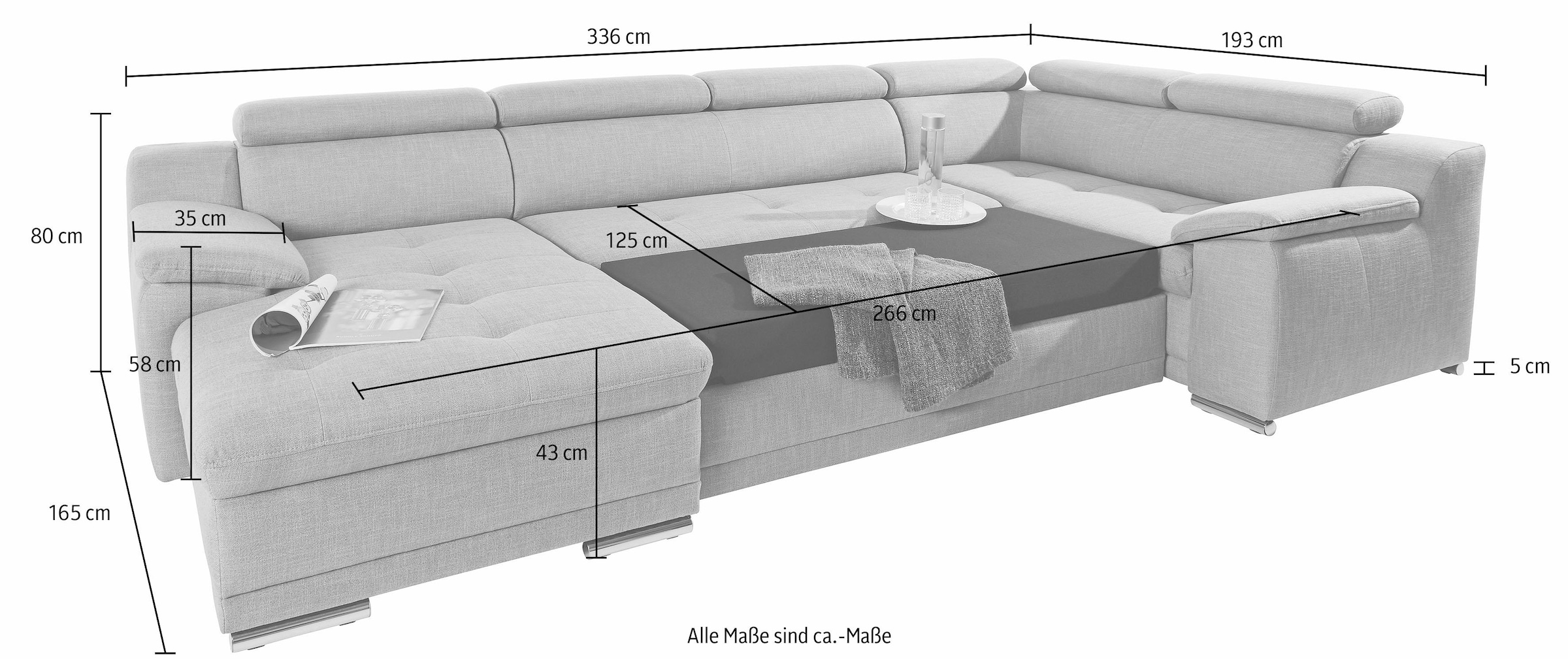 sit&more Wohnlandschaft Andiamo, mit Kopfteilverstellung, wahlweise mit Bettfunktion