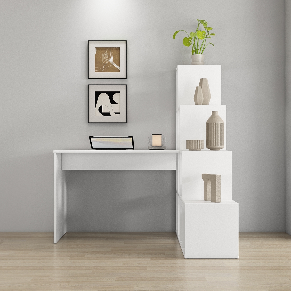OTTO home Regal-Schreibtisch »Ciela«, flexible Aufstellmöglichkeiten, wechselseitig montierbar, B. 137 cm