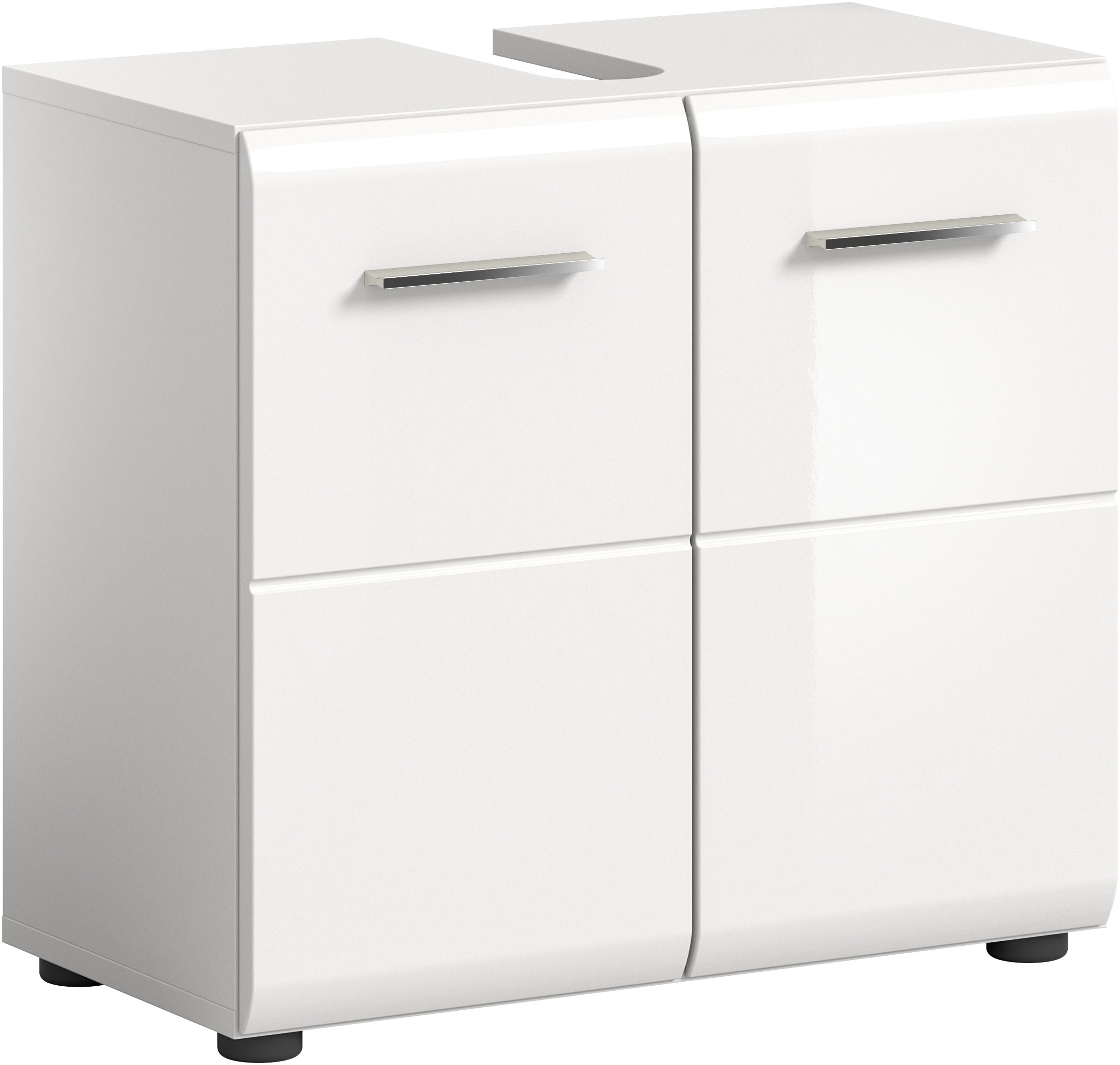 welltime Waschbeckenunterschrank "FLORENZ, Breite 60cm, inkl. Siphonausschnitt, mit Türen oder Schüben" TOPSELLER, 1 Stk. tlg. hochwertige MDF Front, Griff chromglänzend, Badschrank, Bad
