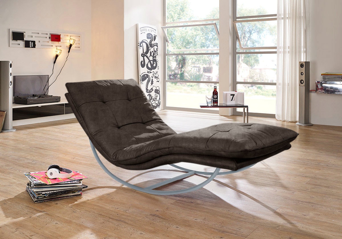 W.SCHILLIG Relaxliege »daily dreams«, in Waffelkissen-Optik, Schaukelgestell silber matt, in 2 Breiten
