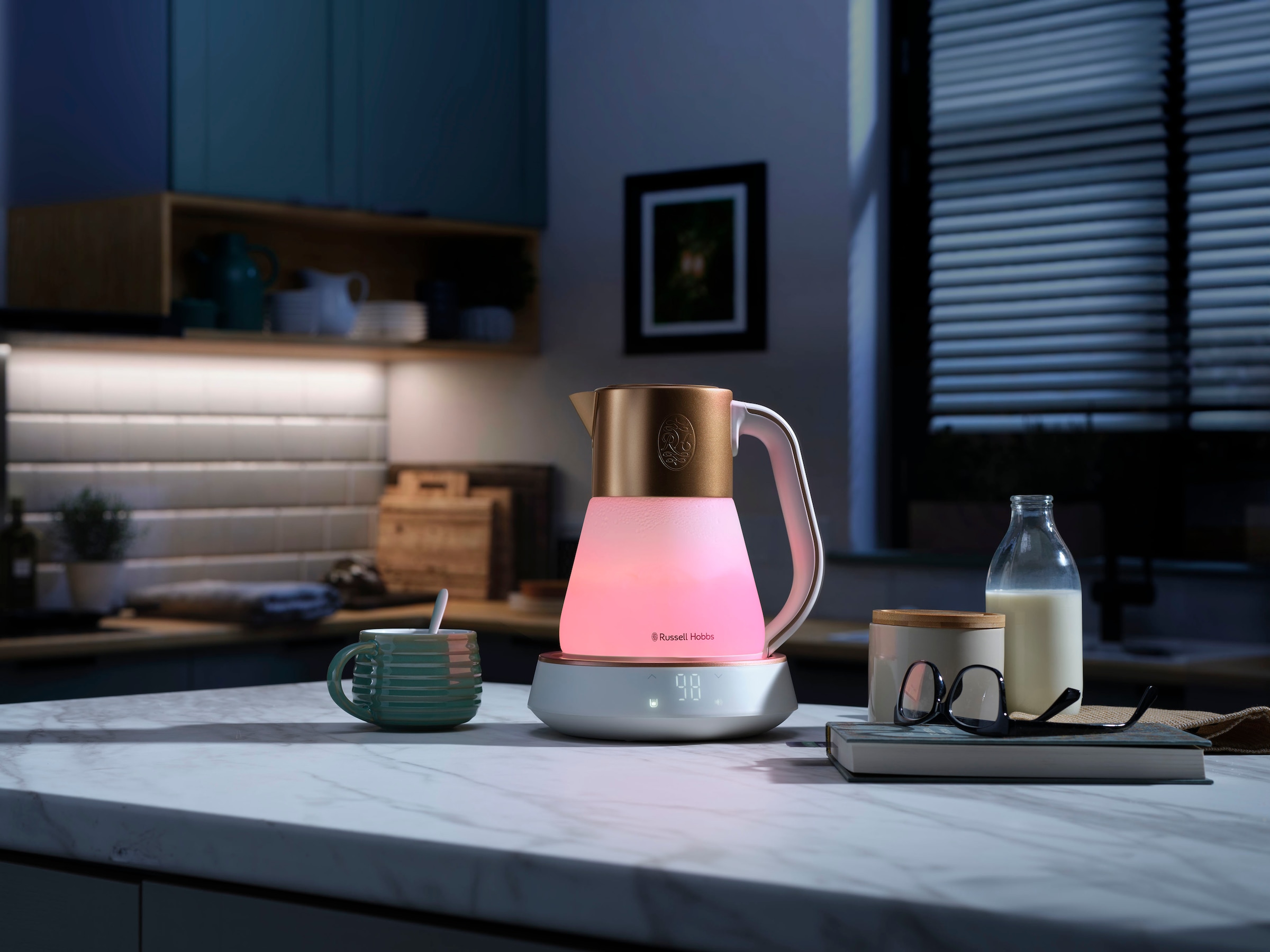 RUSSELL HOBBS Wasserkocher »Calm 27450-70«, 1,7 l, 2400 W, mit Temperatureinstellung, Innenbeleuchtung und beruhigenden Klängen