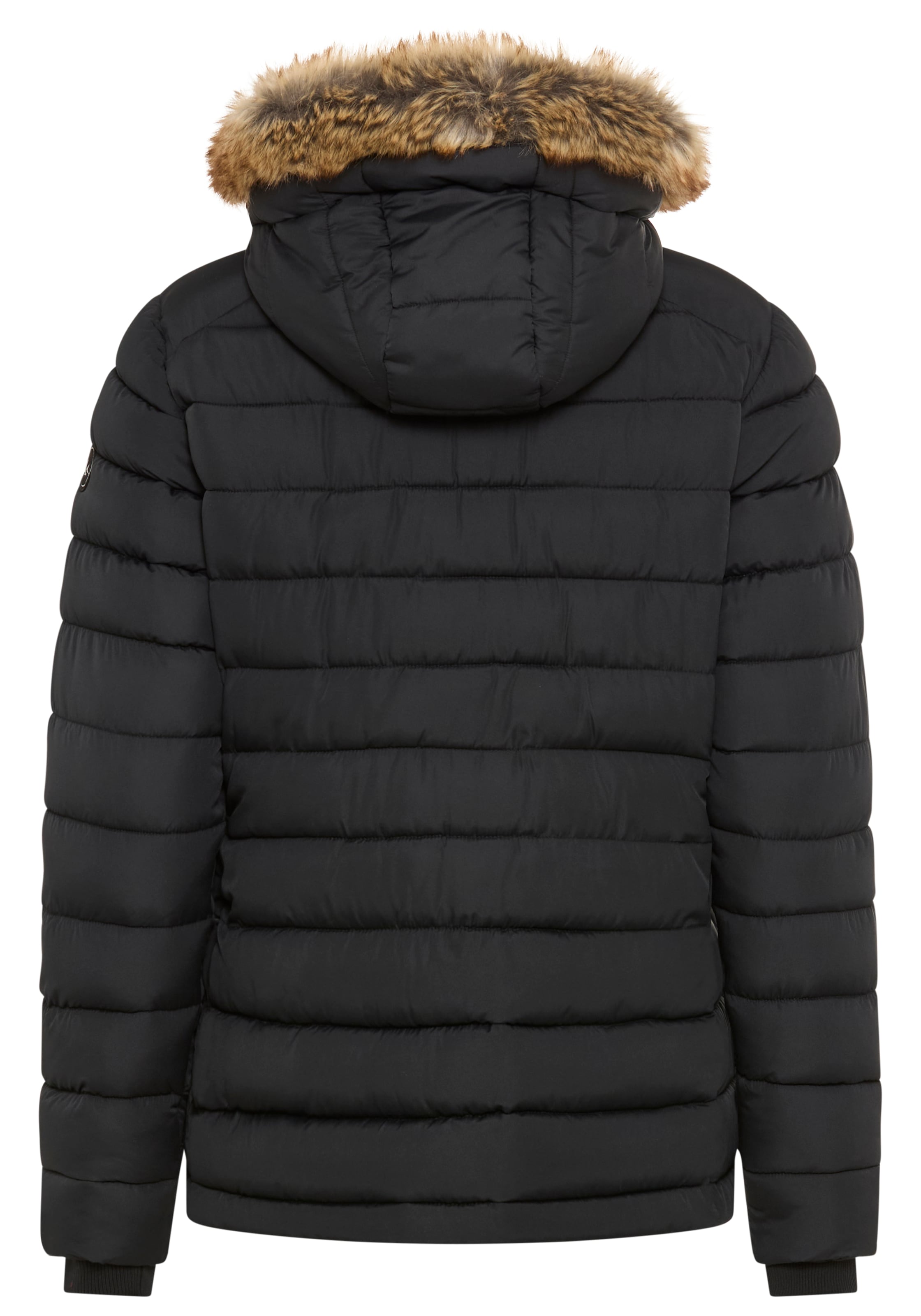 Polarino Steppjacke mit Kapuze Kapuze mit Fellimitat zum Abnehmen