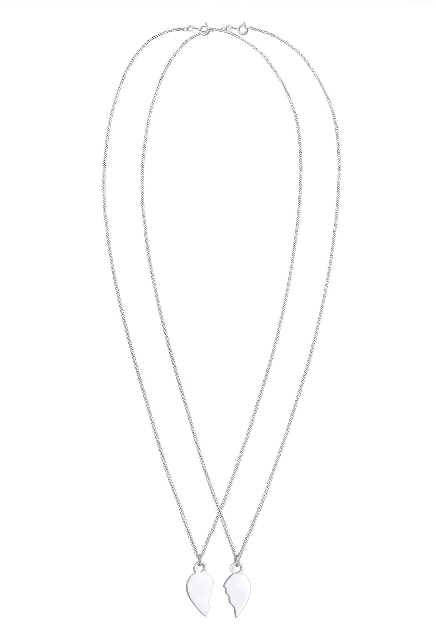 Elli Ketten-Set »Halskette Herz gebrochen Freundin Partner 2er Set 925 Silber«