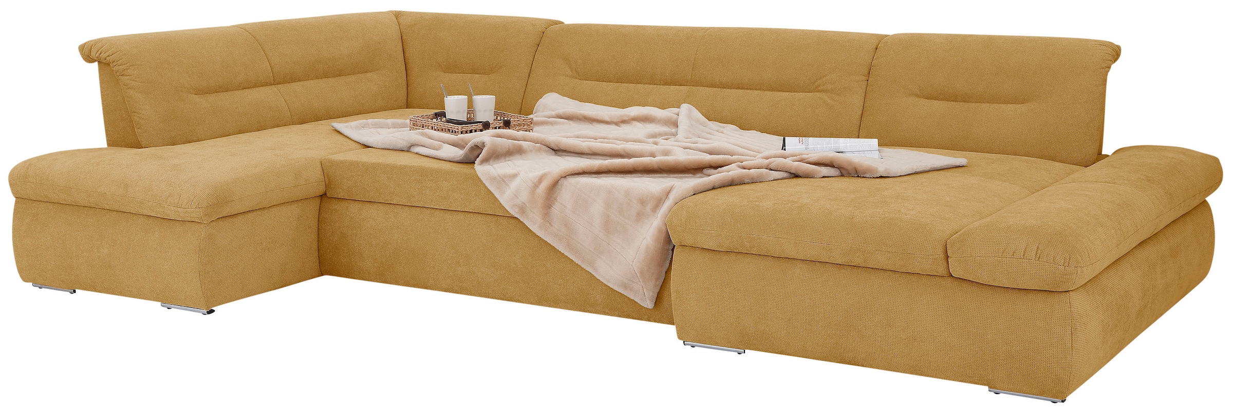 INOSIGN Wohnlandschaft »Avesa U-Form«, Wahlweise mit Armteilverstellung und Bettfunktion, B/T/H: 355/216/80cm