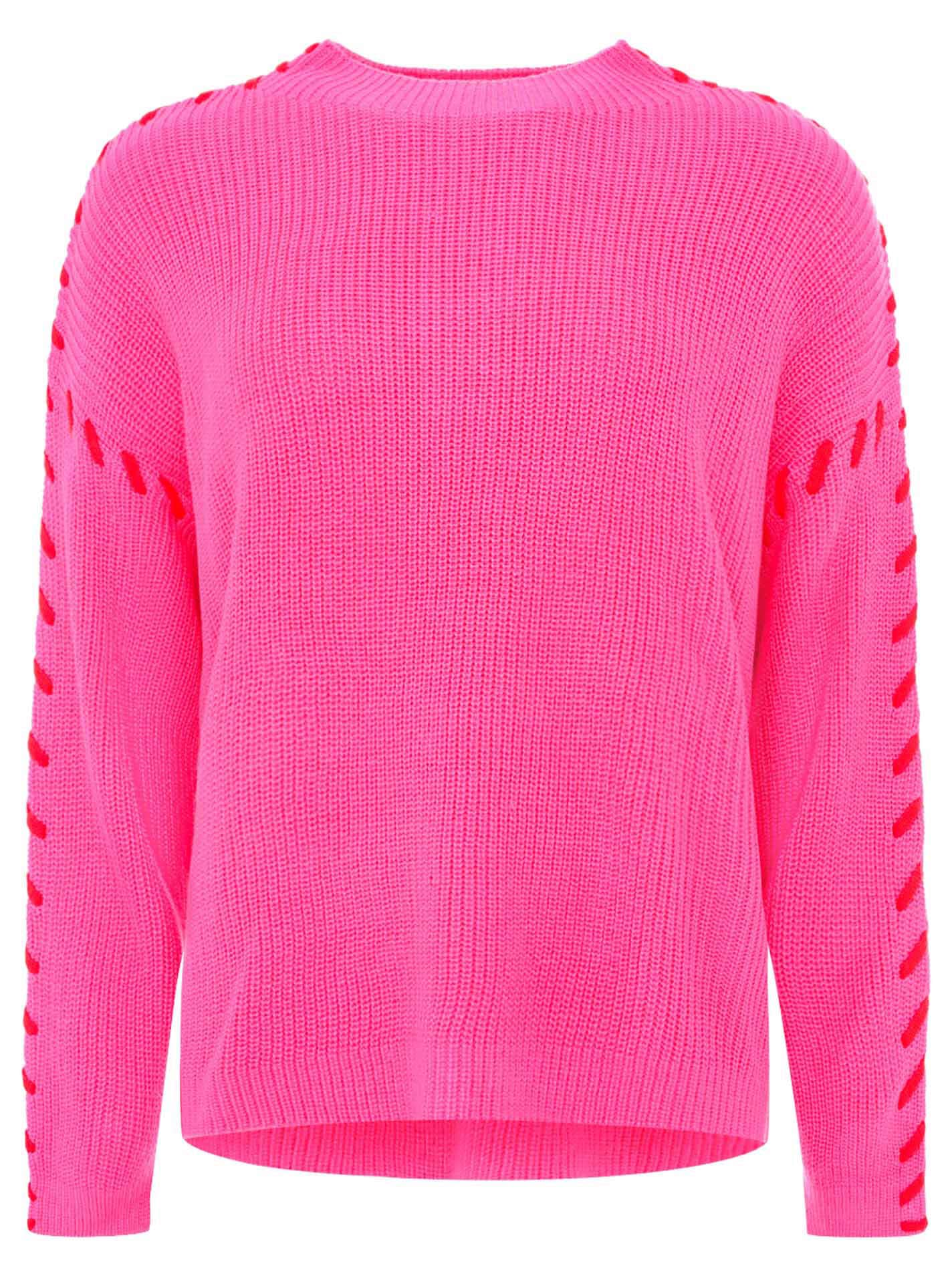 Zwillingsherz Strickpullover »"Stitching"«, kontrastfarbige Nähte, hoher Rundhalsausschnitt, mit Wollanteil