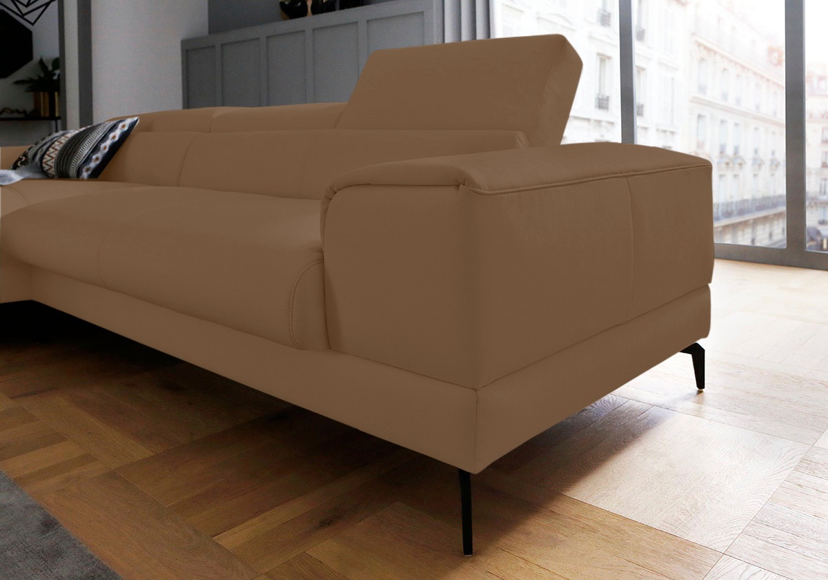 W.SCHILLIG Ecksofa »piedroo, Designsofa mit tollem Sitzkomfort, L-Form«, Kopfteilverstellung, wahlweise mit Sitztiefenverstellung, Breite 303cm