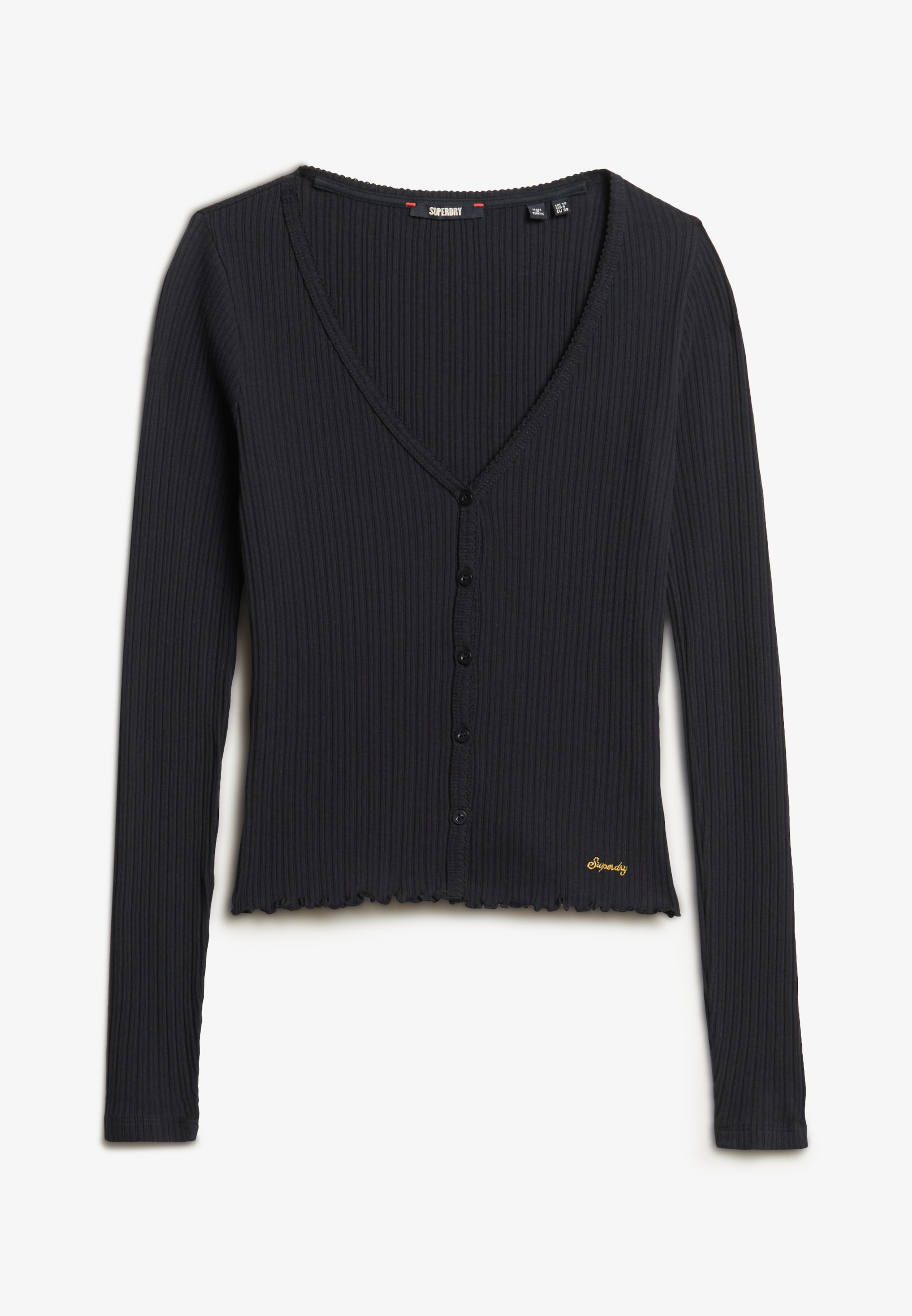 Superdry Langarmshirt »ESSENTIAL BUTTON THRU LS TOP« Baumwolle, skinny fit