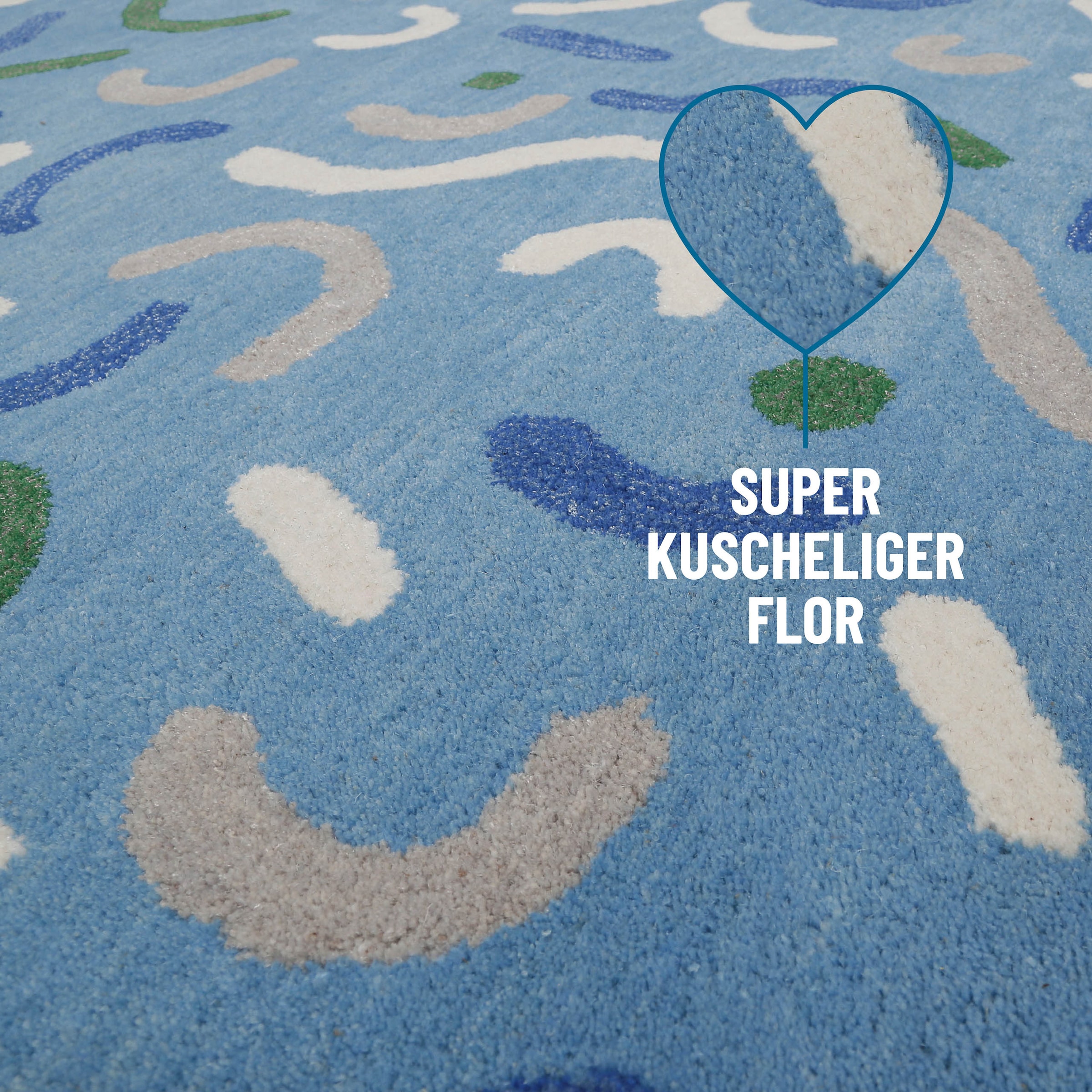 SMART KIDS Kinderteppich »Confetti« rechteckig 16 mm Höhe Kinder- & Spielteppich, Hoch-Tief-Effekt, Schurwolle, Kinderzimmer