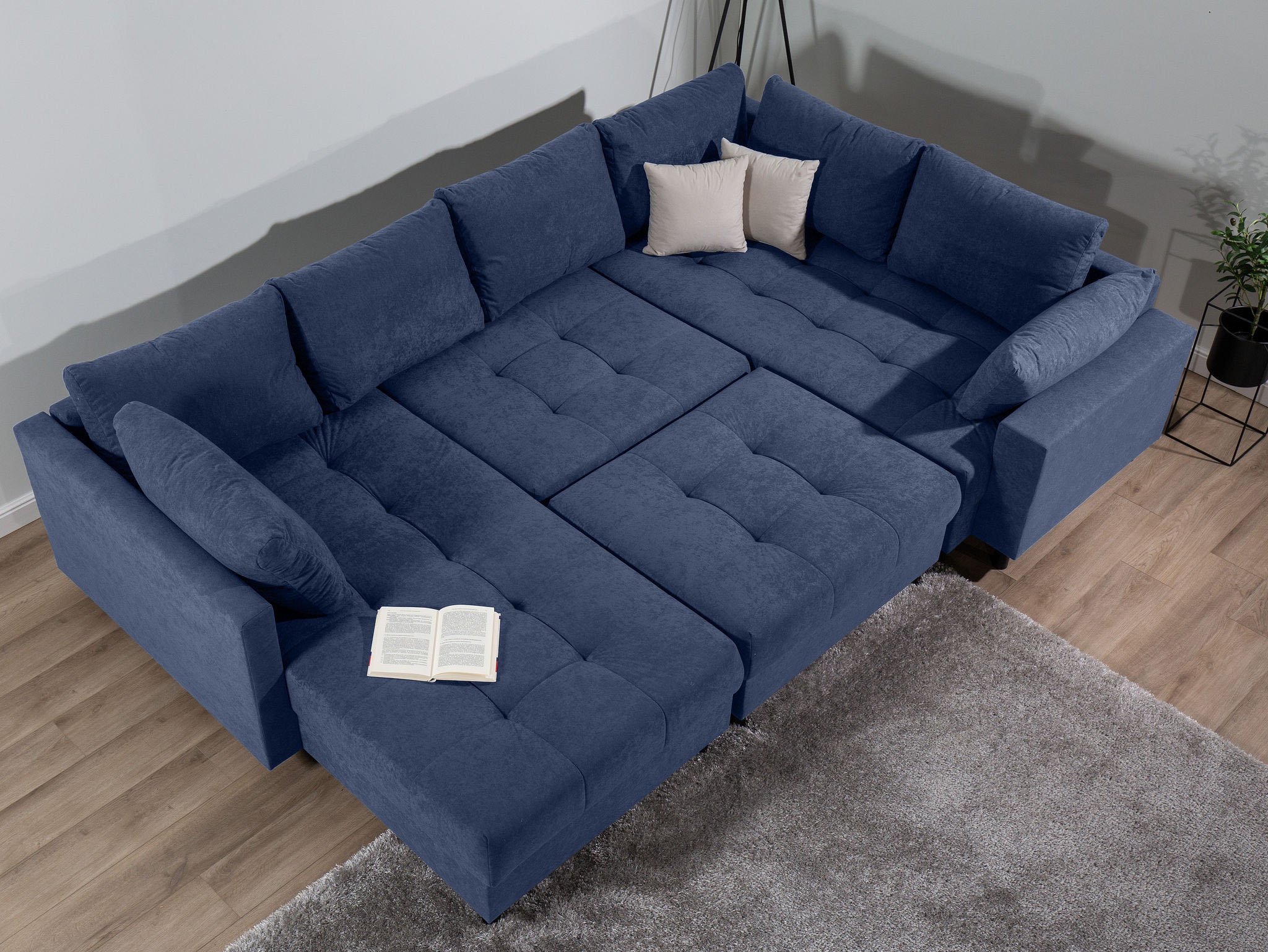 COLLECTION AB Wohnlandschaft »Toni U-Form mit Armlehne« inkl. Hocker und Zierkissen in abgesetzter Farbe, mit Bonnelfederkern