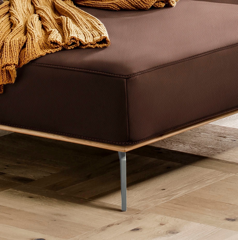 W.SCHILLIG Ecksofa »run, Designsofa mit tollem Sitzkomfort, bequem, L-Form«, mit elegantem Holzsockel, Füße in Silber matt, Breite 299 cm