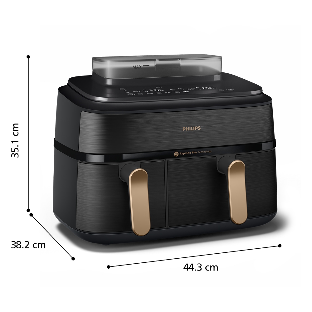 Philips Heißluftfritteuse »NA555/00 Steam Airfryer 5000 Series Dual Basket, 9L Kapazität (3L+6L)« 2750 W mit Dampfgar-Funktion; Silber/Edelstahl