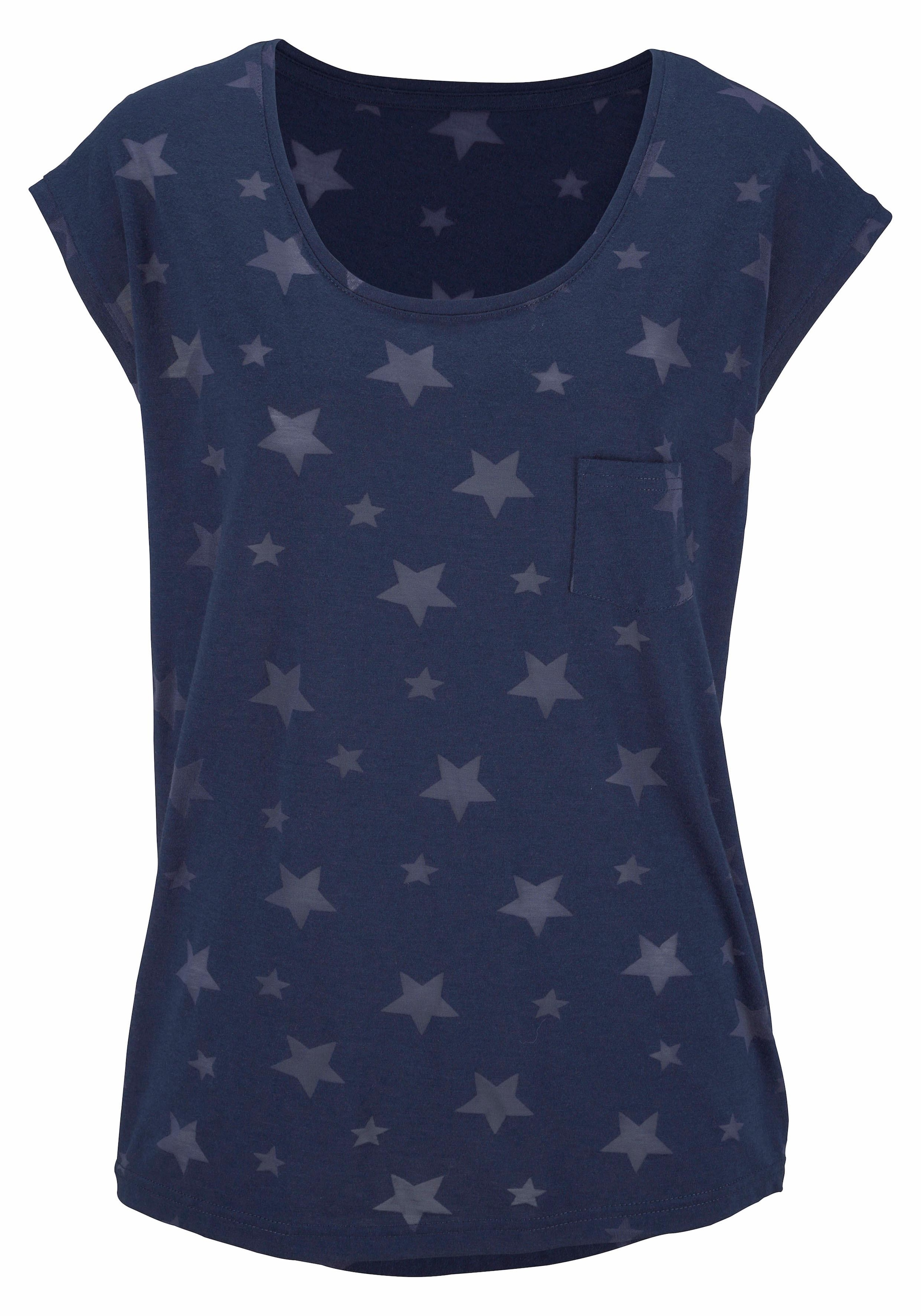 Beachtime T-Shirt, (2er-Pack), mit ♕ Ausbrenner-Qualität leicht bei transparenten Sternen