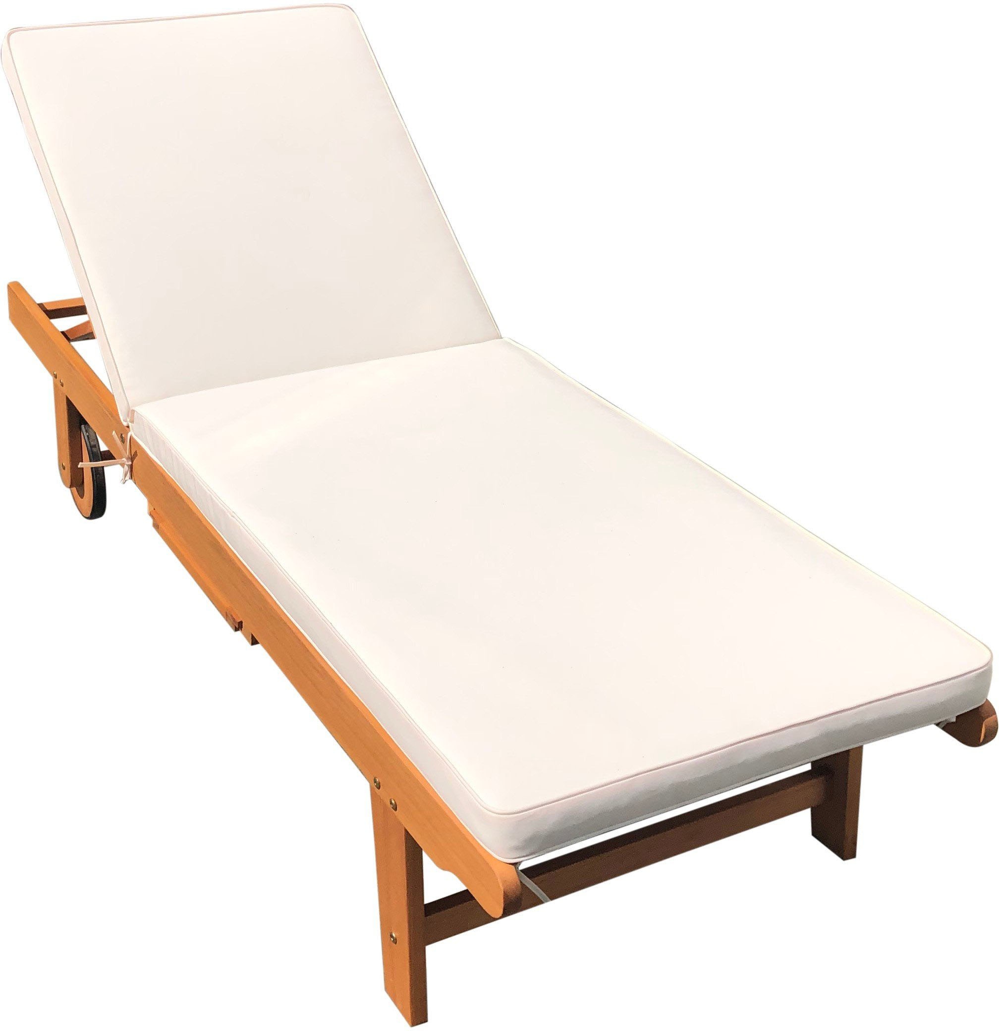 Garden Pleasure Gartenliege »Sonnenliege »SAN DIEGO«, beige« Eukalyptusholz, verstellbare Rückenlehne, L: 183 cm