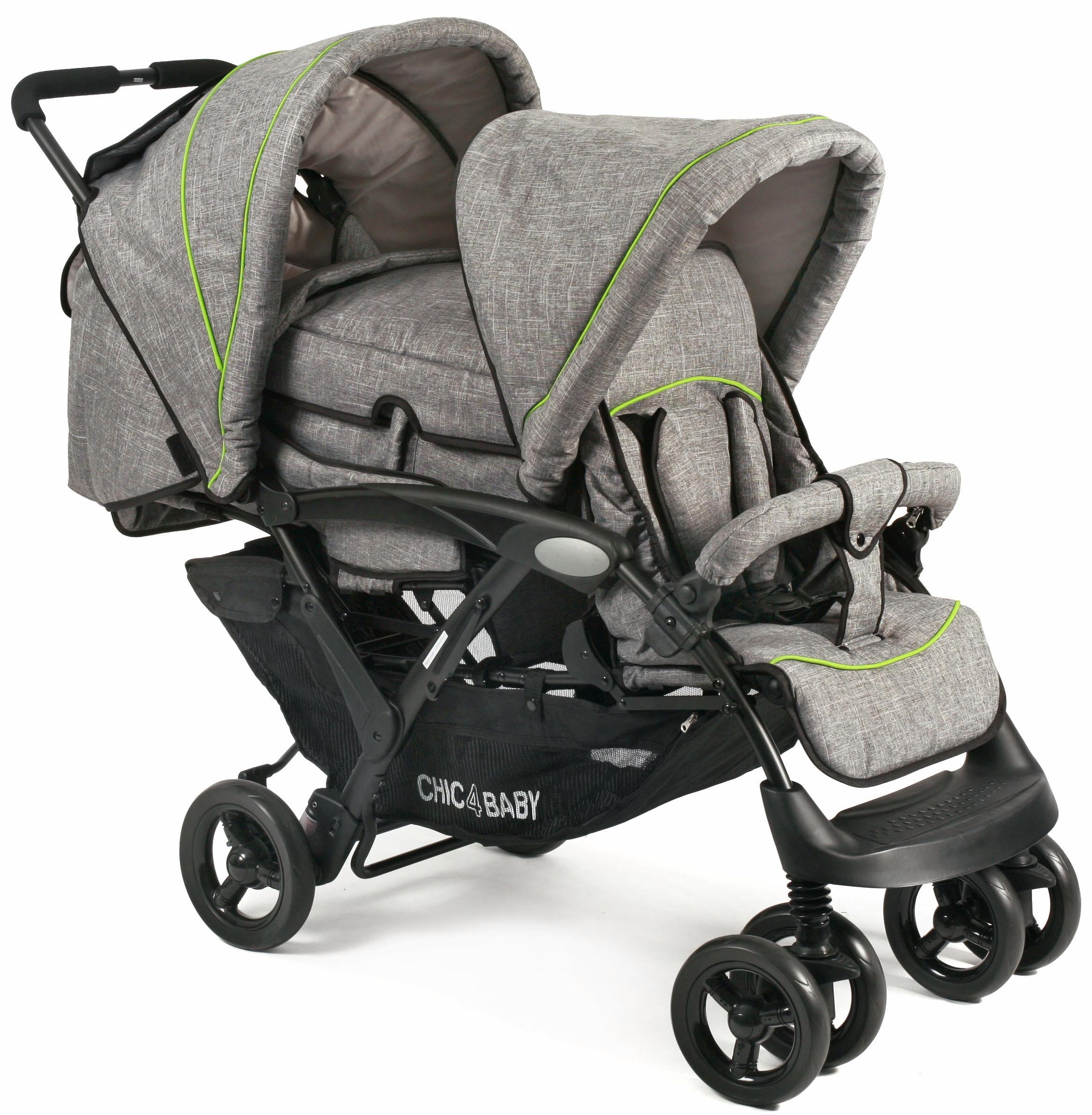 Geschwisterwagen »Duo, jeans grey«, mit herausnehmbarer Tragetasche; Kinderwagen