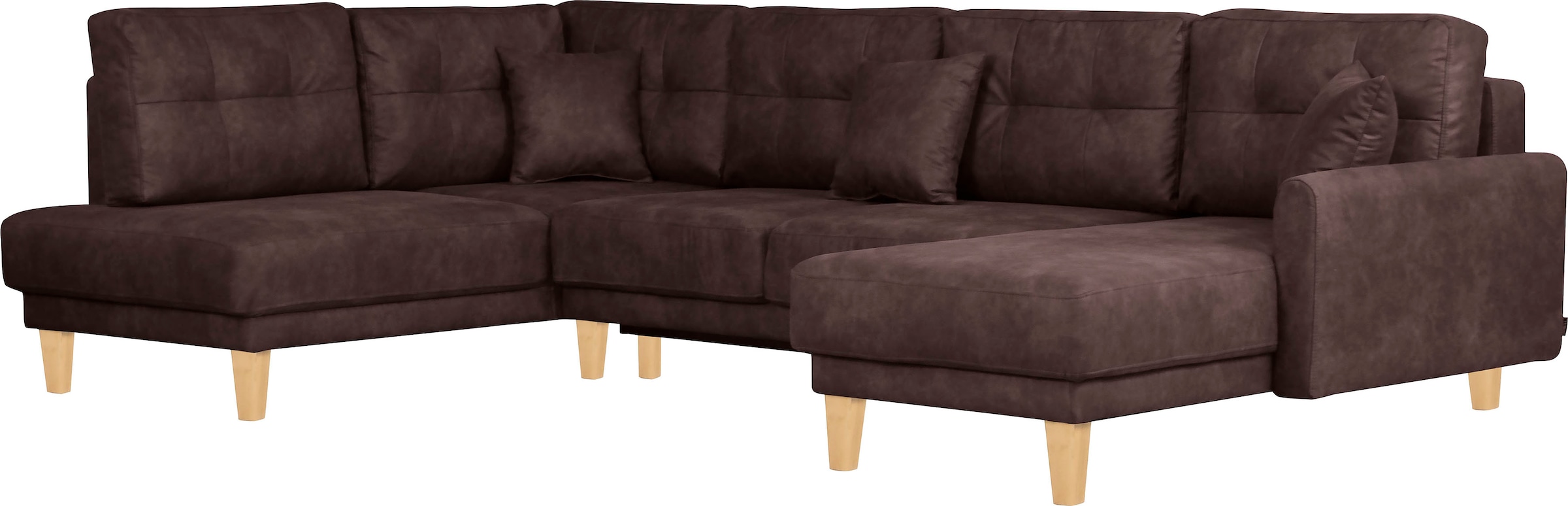Home affaire Wohnlandschaft »TRIPLO U-Form wahlweise mit Schlaffunktion, B/T/H: 310/192/90 cm«, Schlafsofa, auch mit Bettkasten, Steppung im Rückenkissen