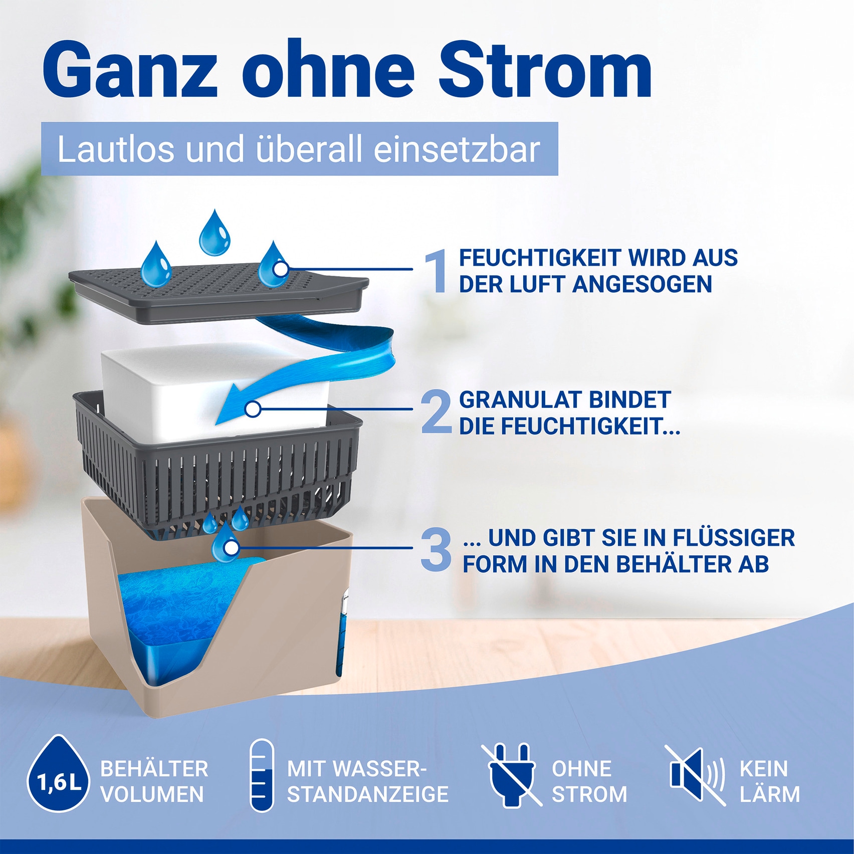 WENKO Luftentfeuchter »Cube« für 80 m³ Räume 1000 g