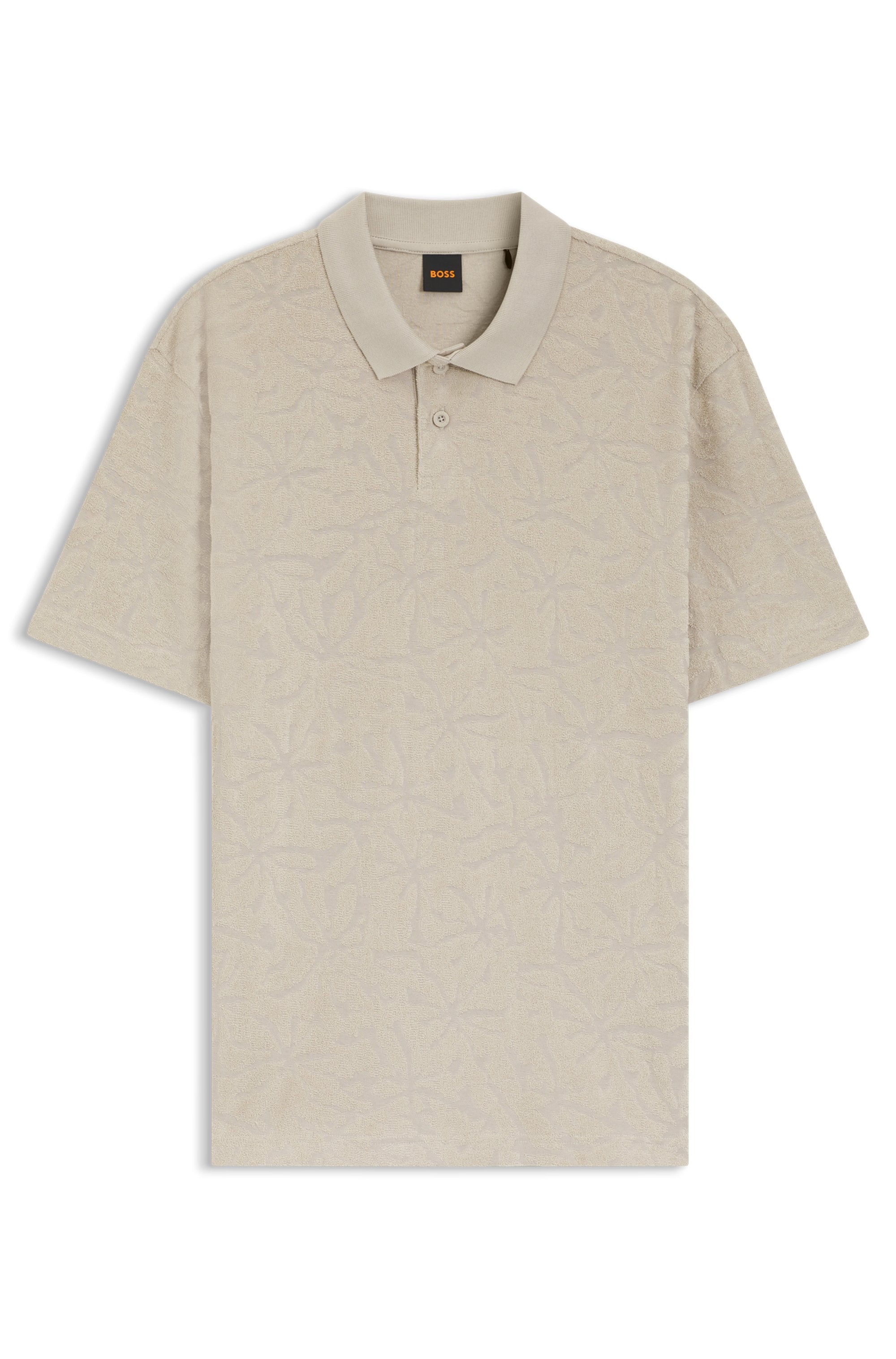 BOSS ORANGE Poloshirt florales Jacquardmuster, Baumwollfrottee, Relaxed Fit