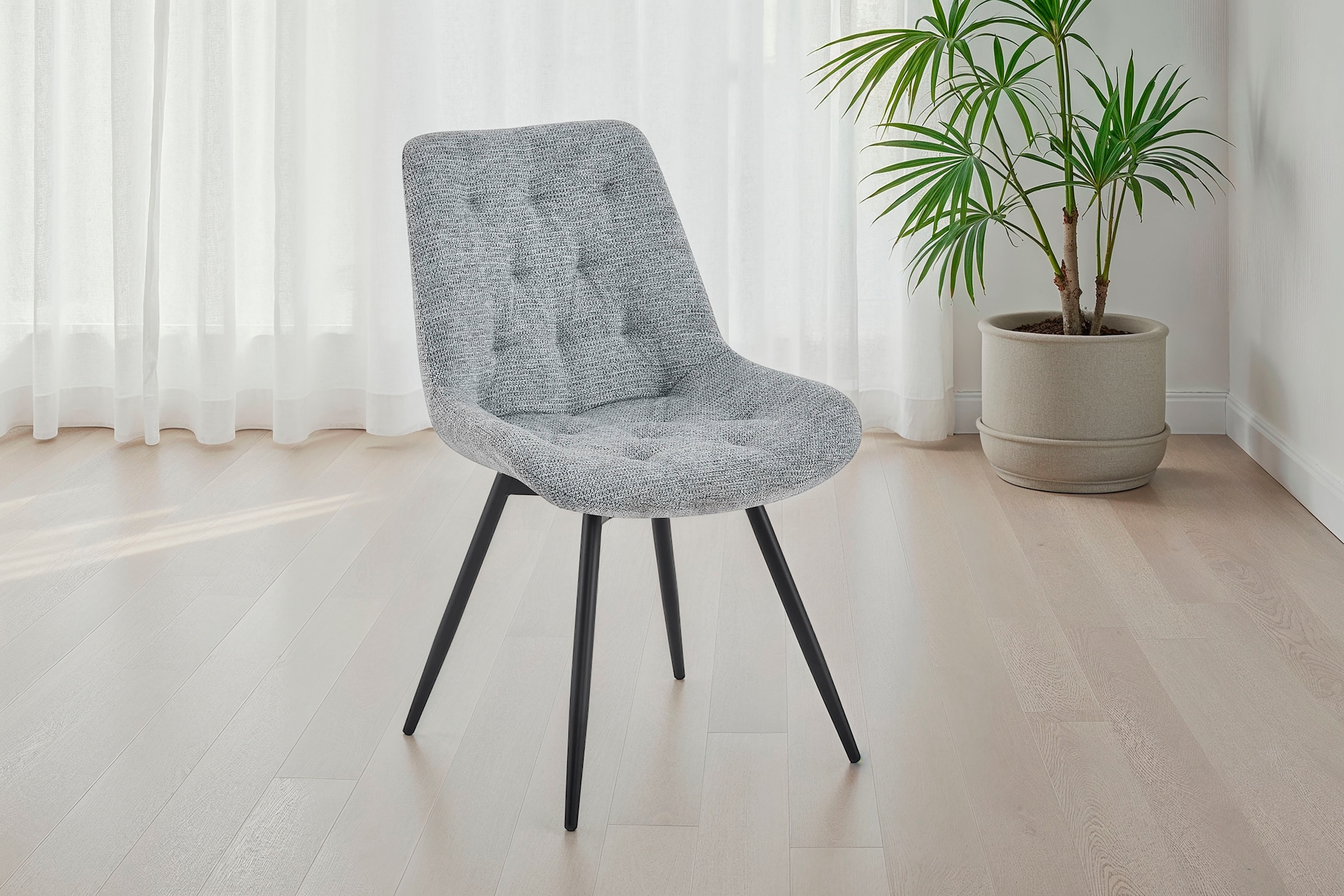 byLIVING Esszimmerstuhl »Aragon« (Set) 2 Stk.360 Grad drehbarer Stuhl, hochwertiger Webstoffbezug mit Steppung