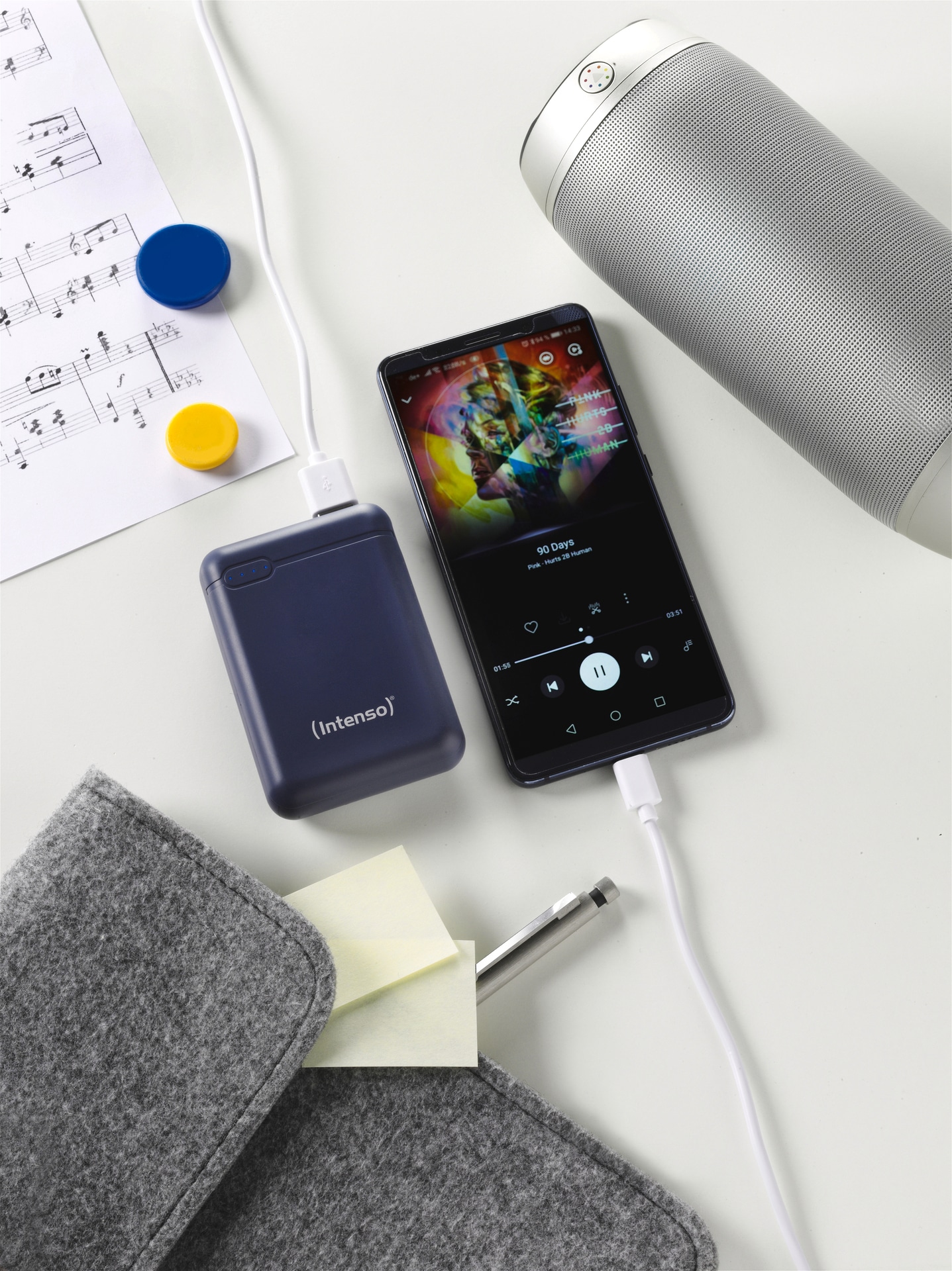 Intenso Powerbank »XS10000 10.000 mAh«, Intenso Power Bank XS10000 dark blue, mobiler Zusatzakku, mit USB-C zu USB-C Ladekabel