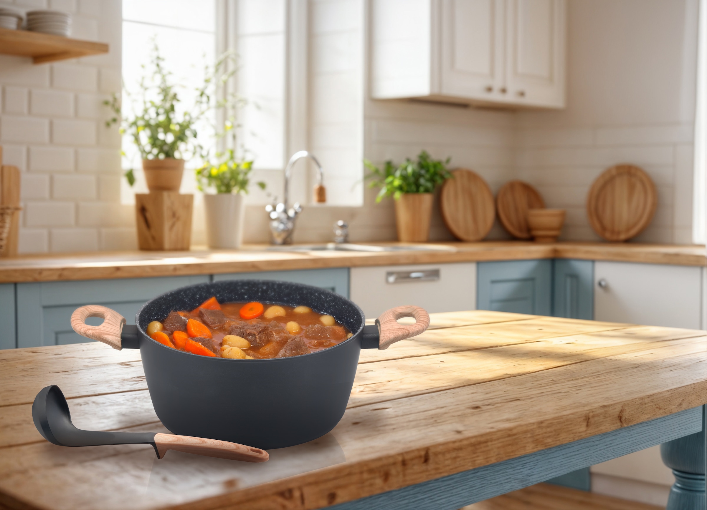 my home Topf-Set »Genlis« Set, Kochtopf 16/20/24 cm, Bratpfanne 24/28 cm + 4-tlg. Küchenhelfer-Set, 12 Stk. tlg. Aluminium