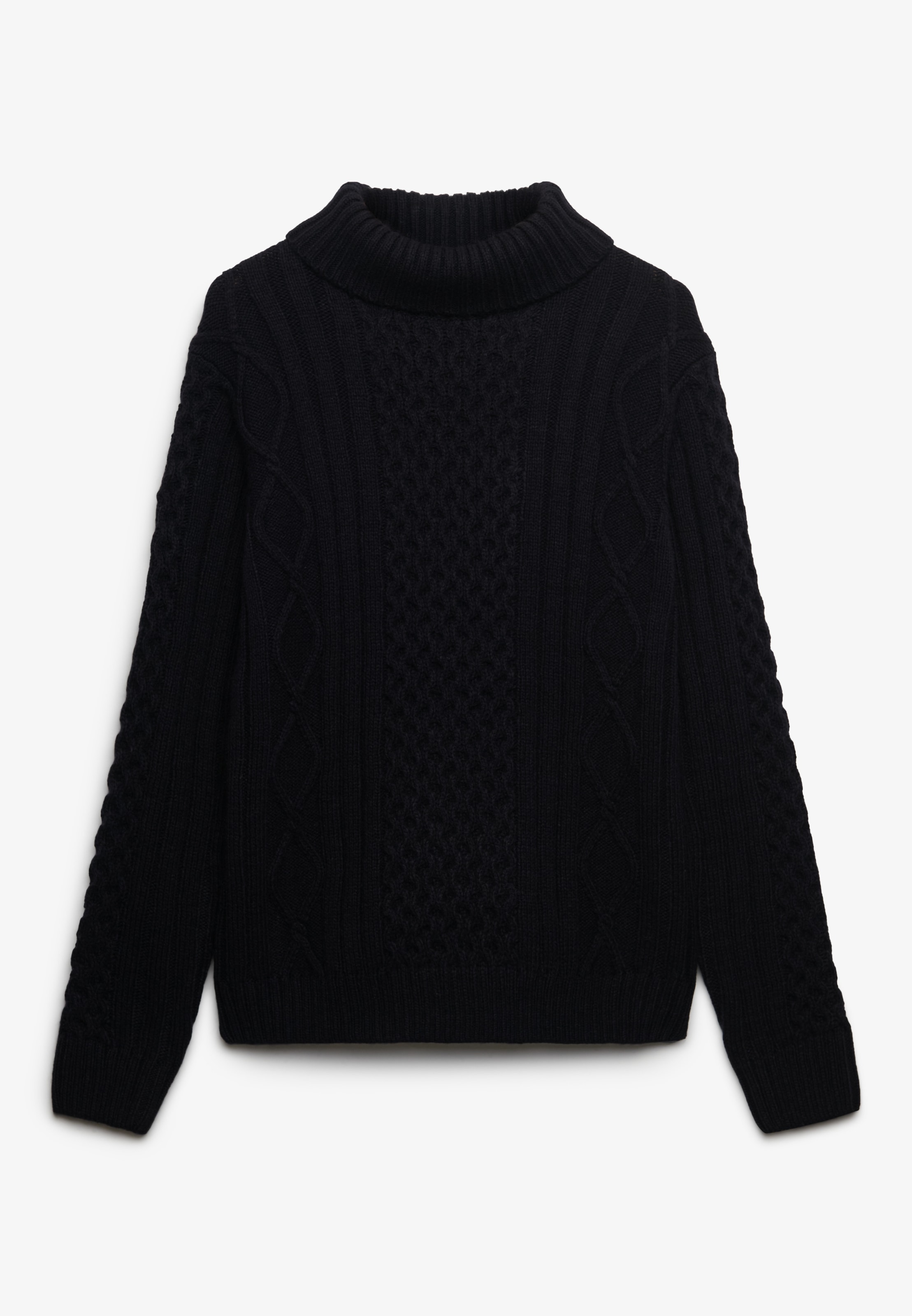 Superdry Rollkragenpullover »JACOB CABLE ROLL NECK JUMPER« Materialmix, relaxed fit