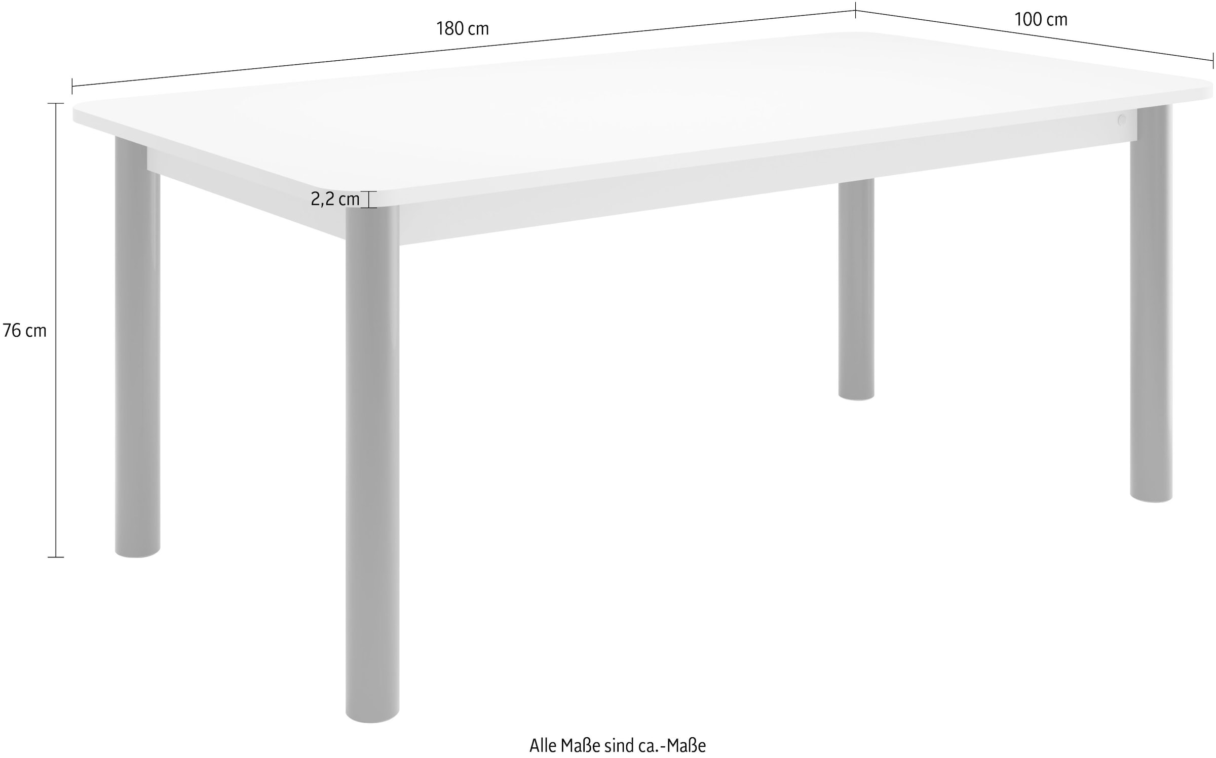 TOM TAILOR HOME Esstisch »COLOR TABLE«, (1 St.), Esstisch, 4-Fuß, 3 Größen, 3 Dekorfarben, 4 Fußfarben, ABS-Kante
