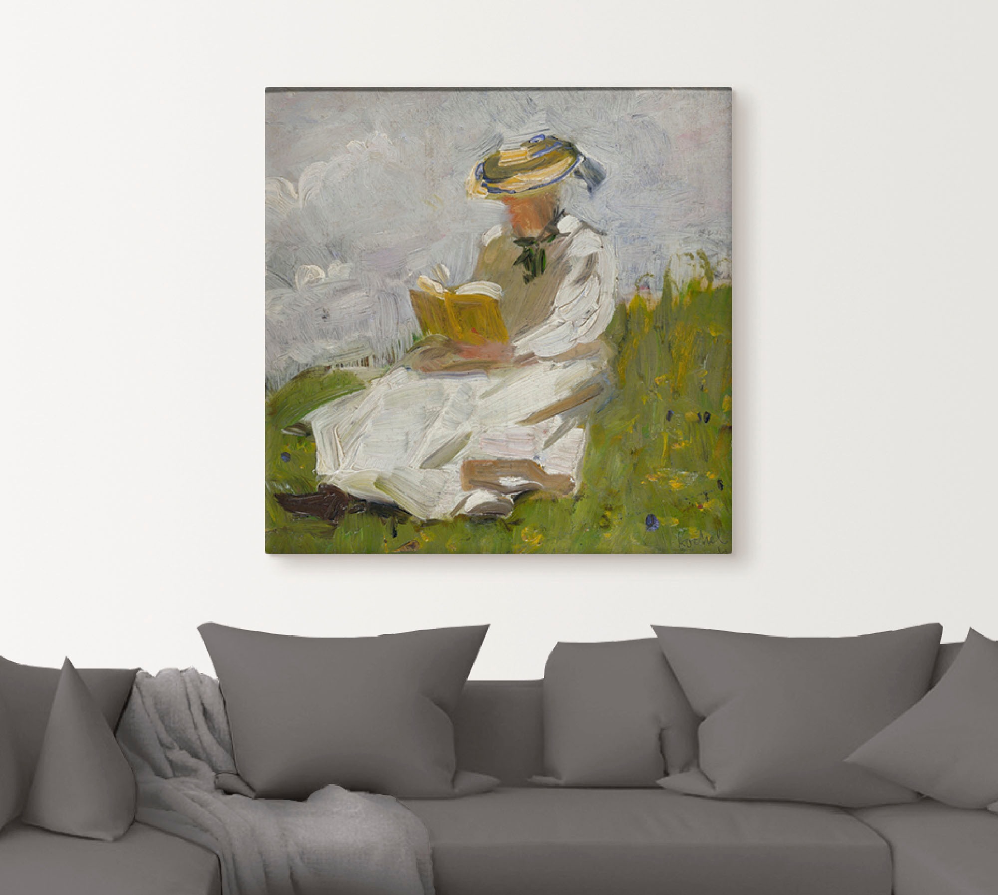 Artland Leinwandbild »Lesende Frau im Grünen. 1906«, Frau, (1 St.), auf Keilrahmen gespannt