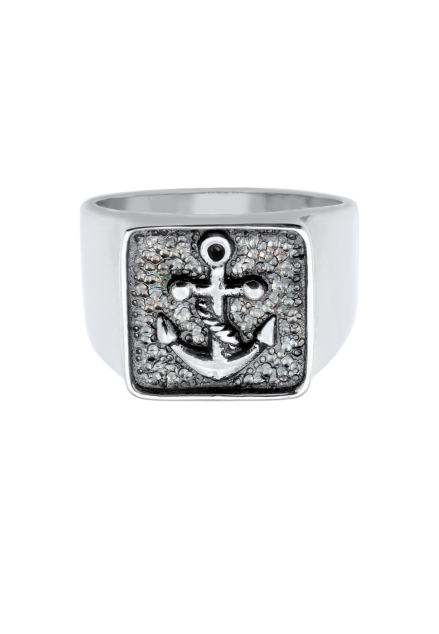 Kuzzoi Siegelring »Ring Herren Siegelring Anker Symbol Oxidiert 925 Silber«