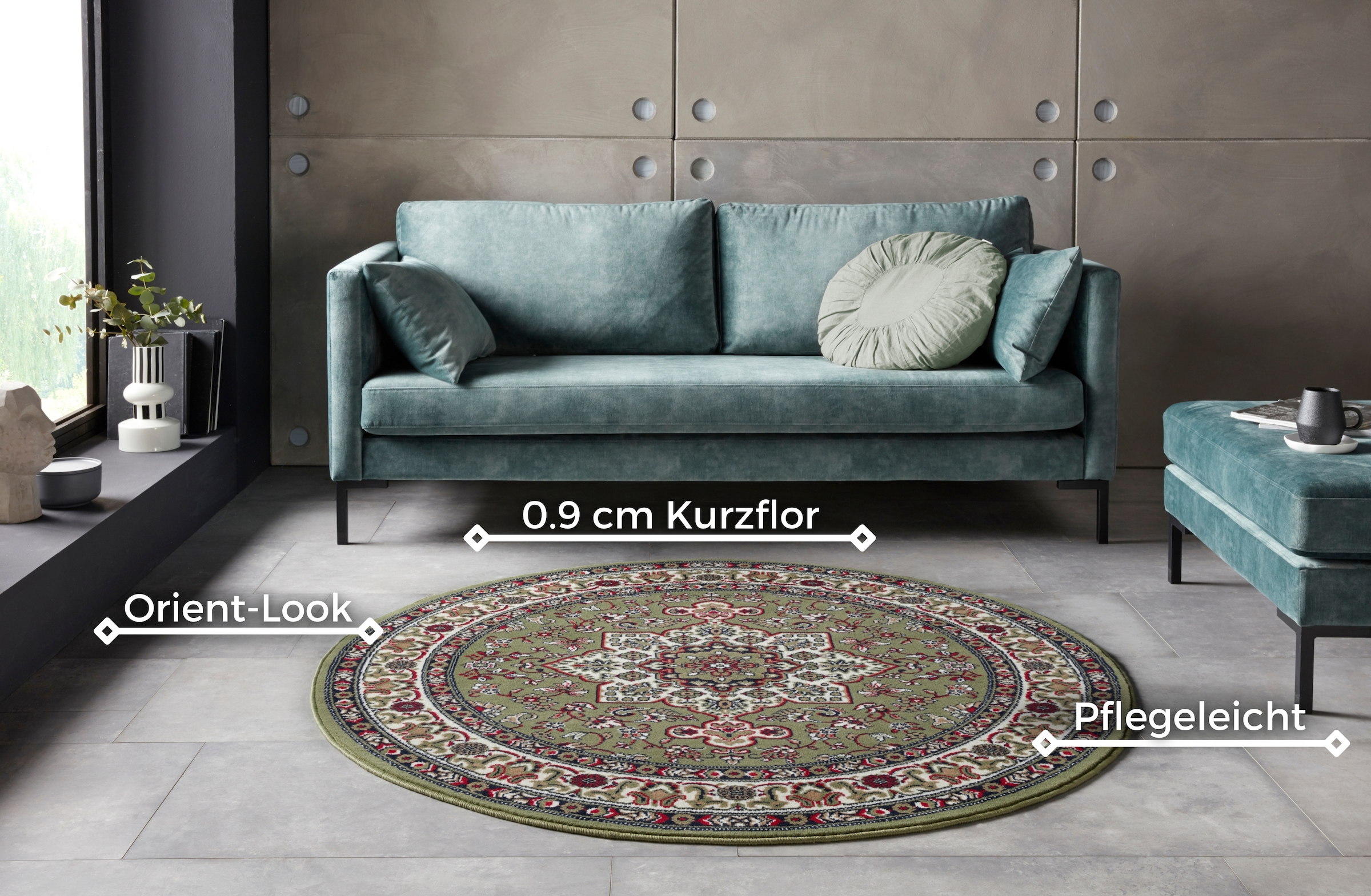 HANSE Home Teppich »Parun Täbriz«, rund, 9 mm Höhe, Kurzflor, Orient, Teppich, Vintage, Esszimmer, Wohnzimmer, Flur