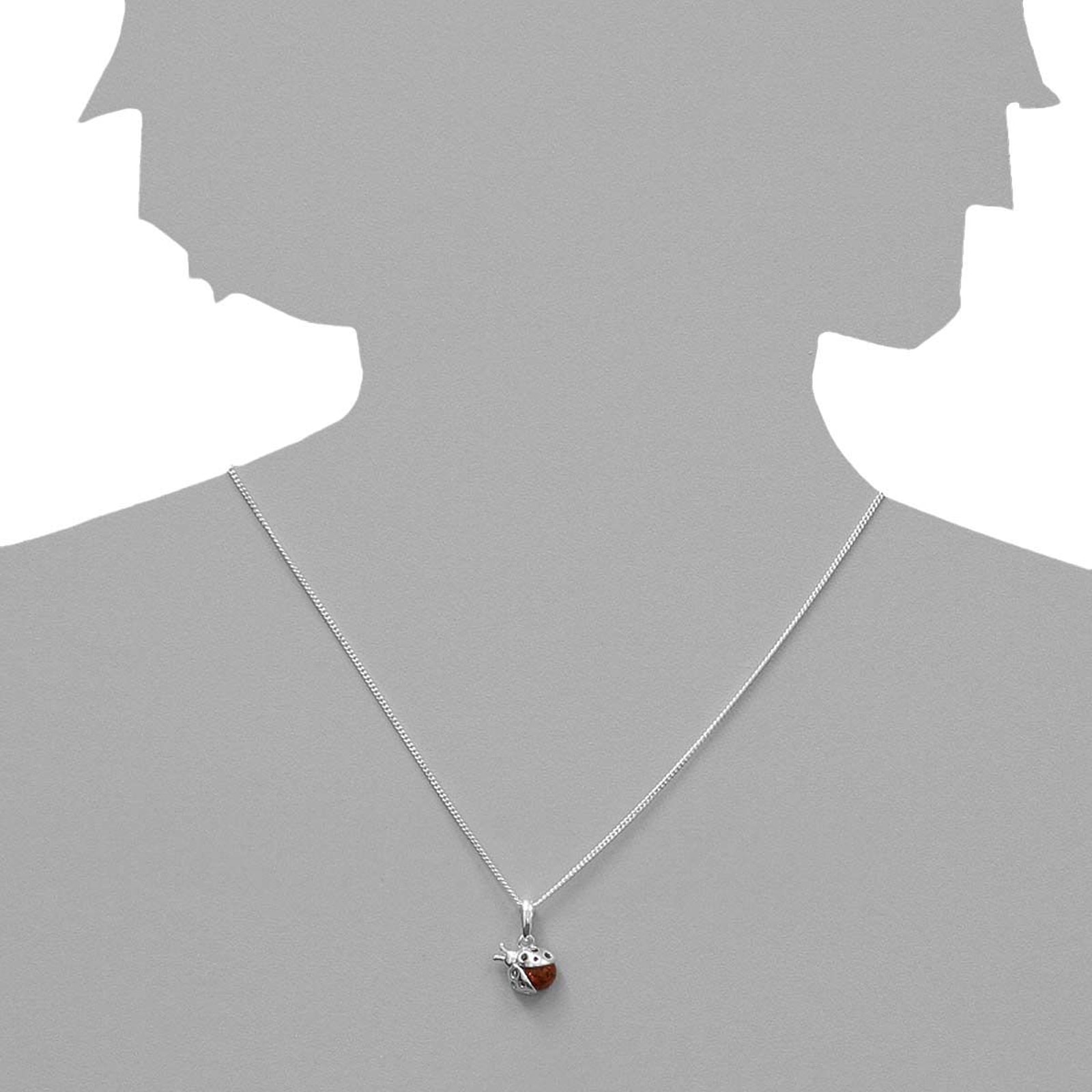 OSTSEE-SCHMUCK Kette mit Anhänger »- Marienkäfer - Silber 925/000 - Bernstein«