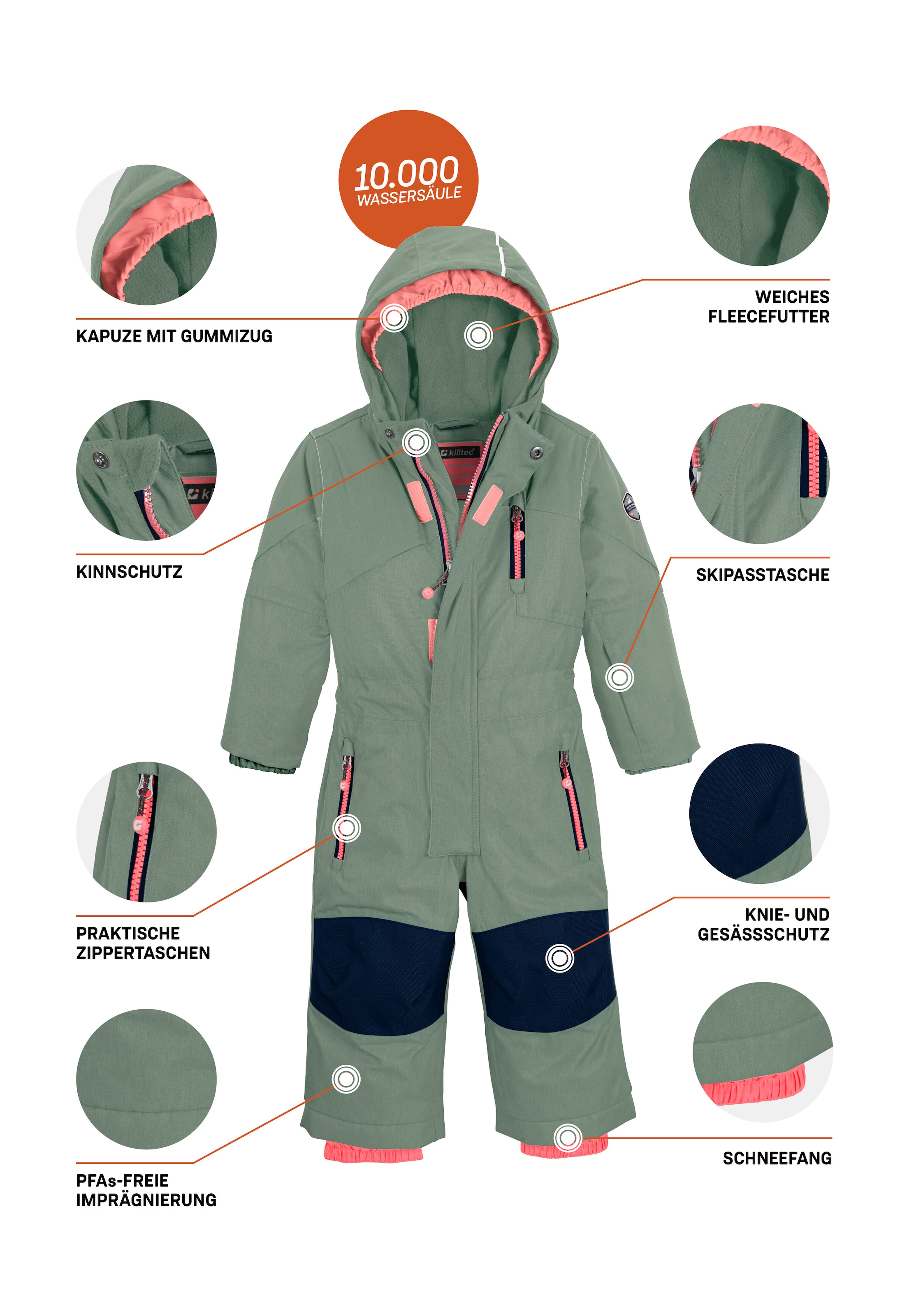Killtec Skianzug »Kesley Mini«, Skioverall, wind- und wasserdicht, innen warmes Fleece