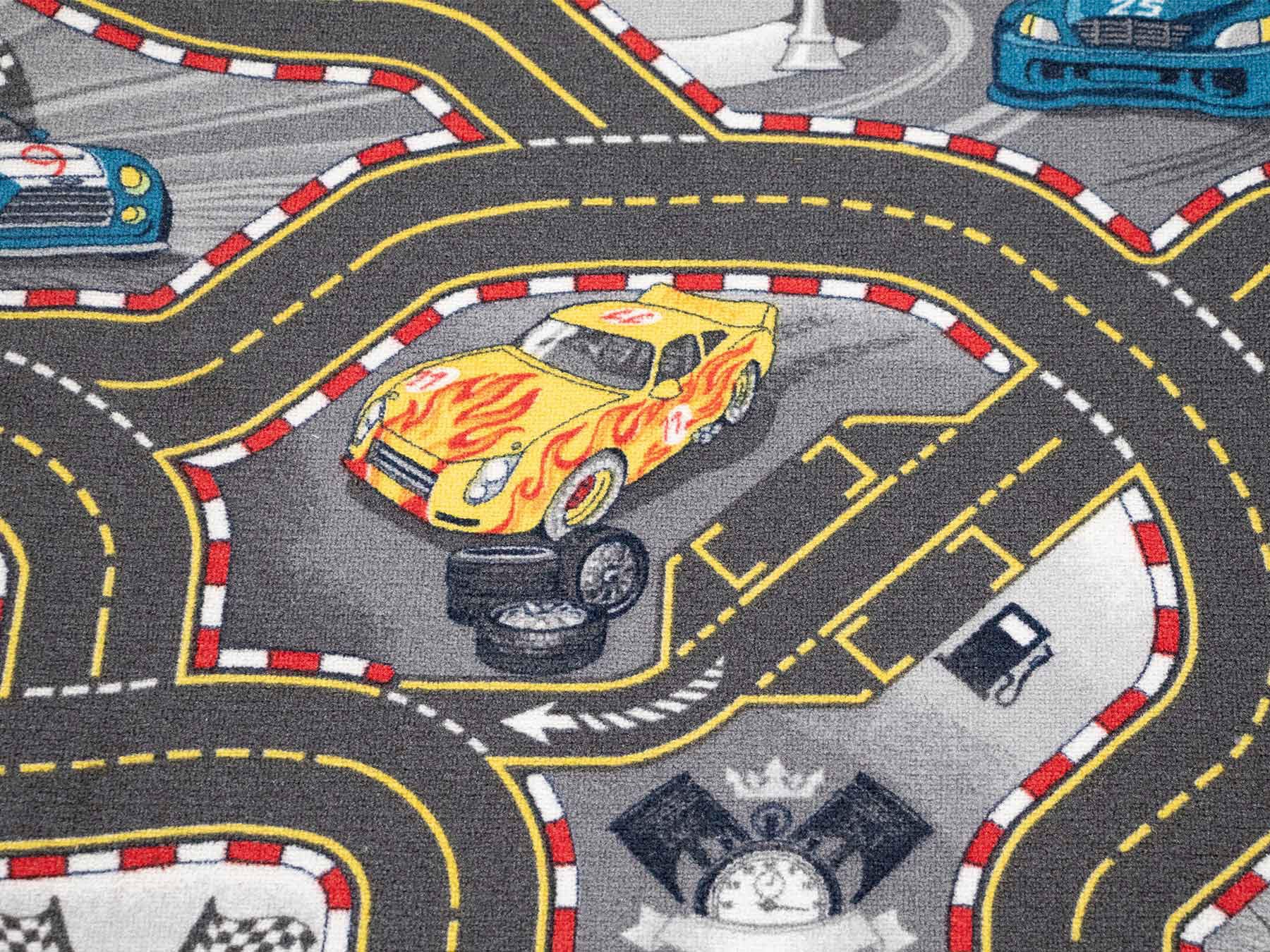 Primaflor-Ideen in Textil Kinderteppich »Spielteppich CARS«, rechteckig, 6,5 mm Höhe, Kurzflor, Straßen-Spiel-Teppich, Motiv Autos, Kinderzimmer